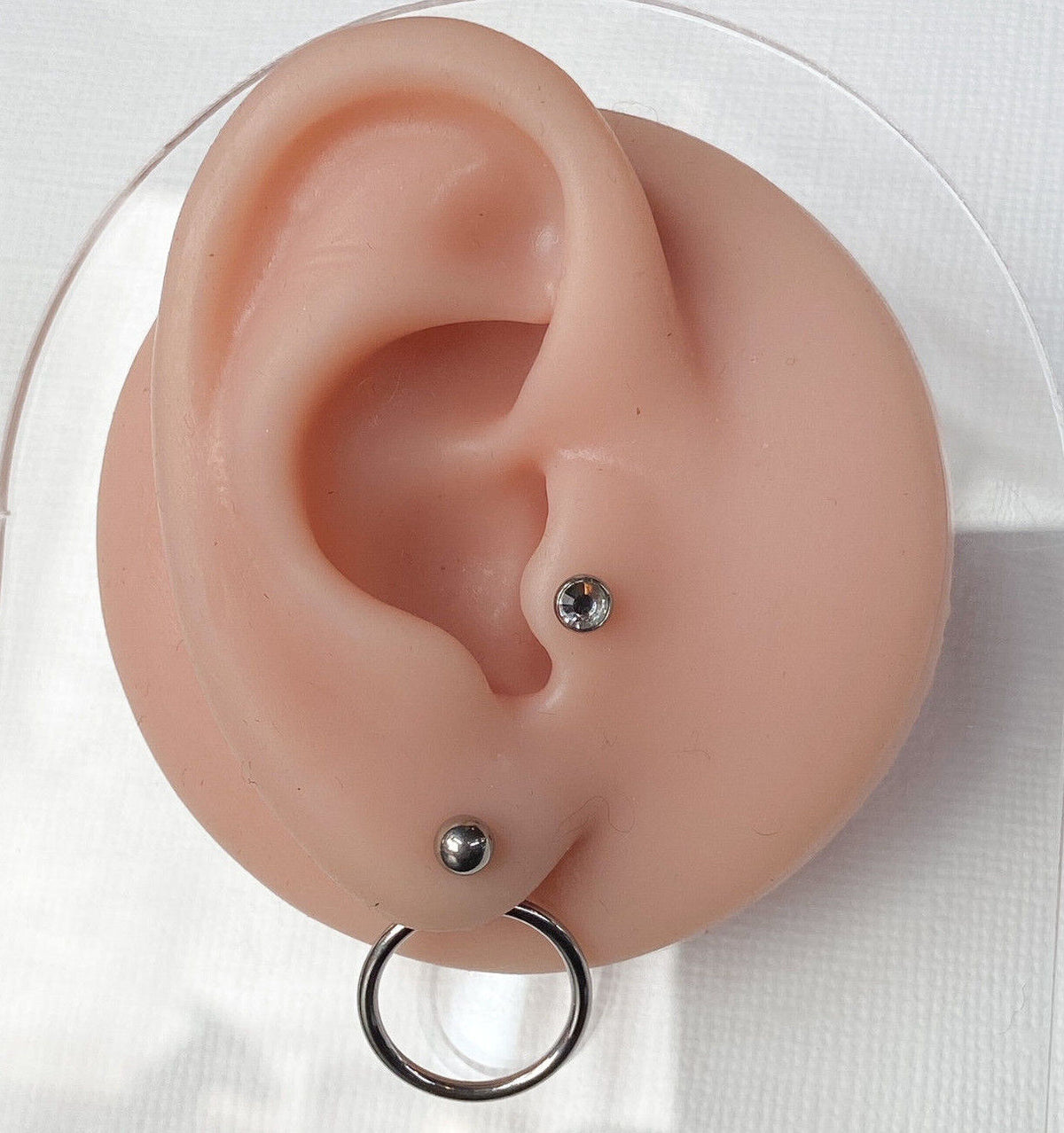 PAIR of Ball End IP Stainless Steel 20g Earrings w/ Hoop Back