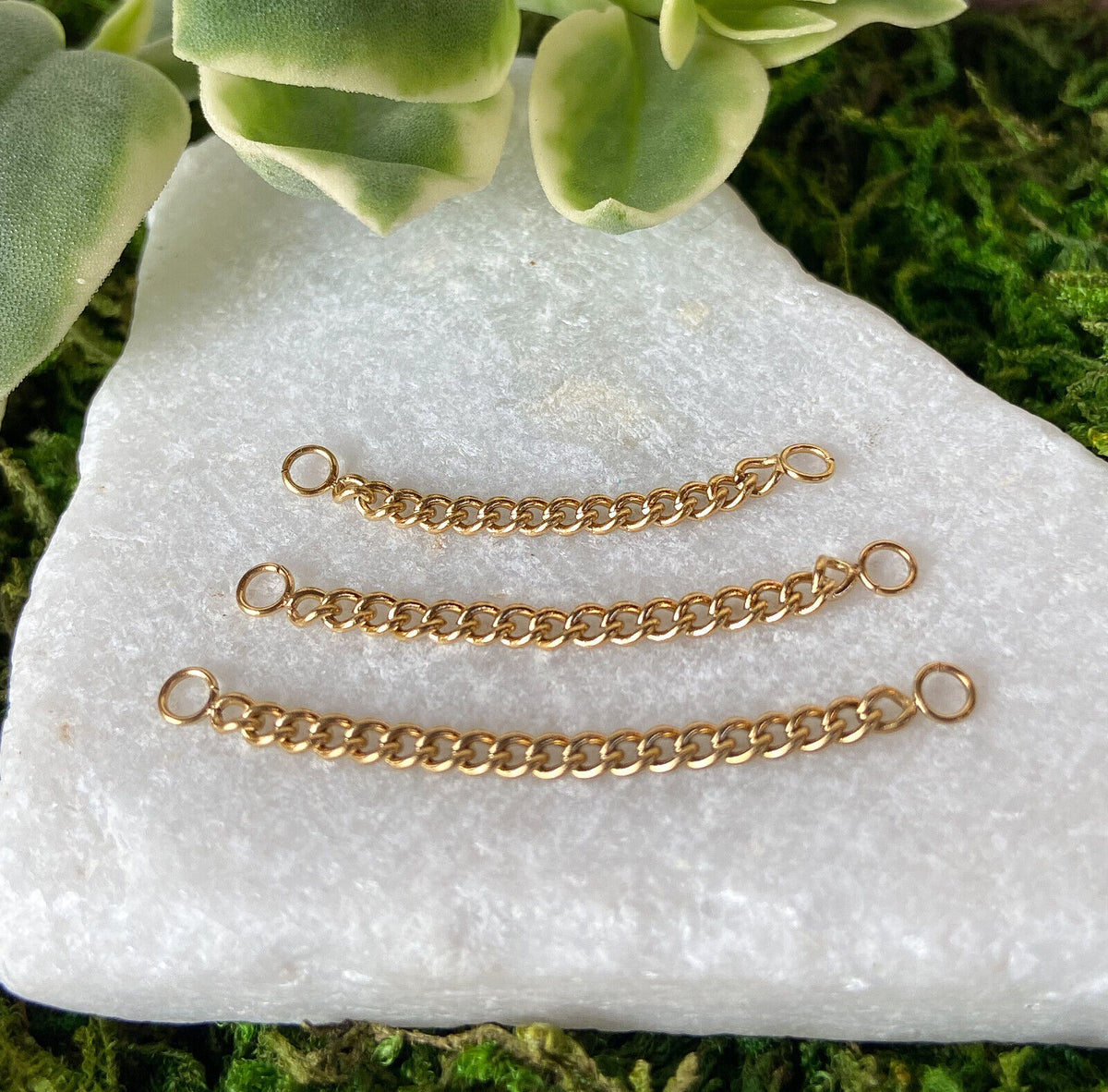 1pc 316L Stainless Steel Connector Chain Nose Ring Bridge Helix Cartilage (Color: Gold)