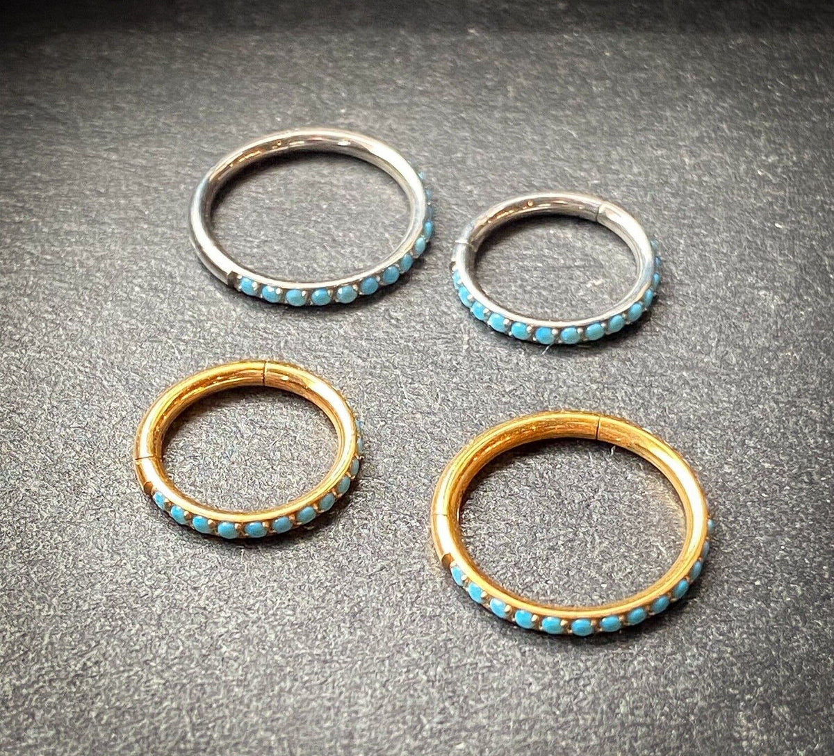 1pc Titanium Hinged Segment Ring Outer Turquoise Septum Hoop Helix Daith Jewelry