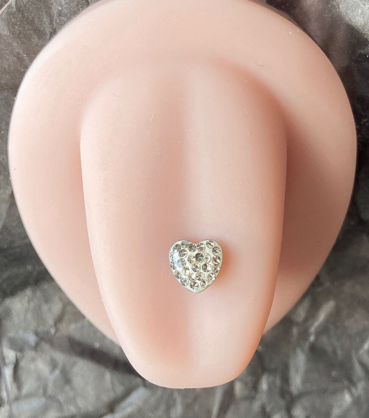 1pc Epoxy Coated Heart Paved Crystals Tongue Tounge Ring Barbell Body Jewelry
