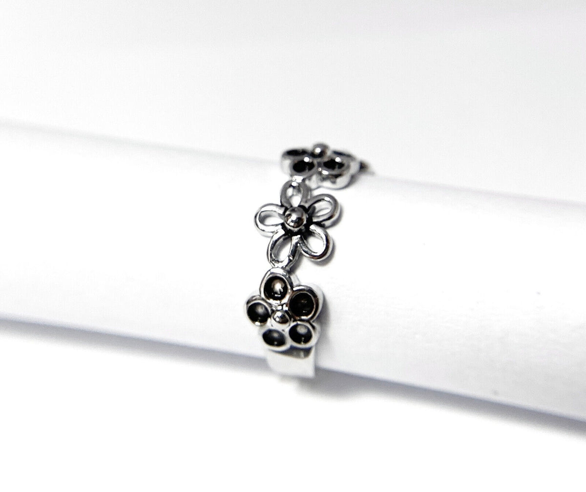 Linked Five Petal Flowers Adjustable Mid Ring / Toe Ring
