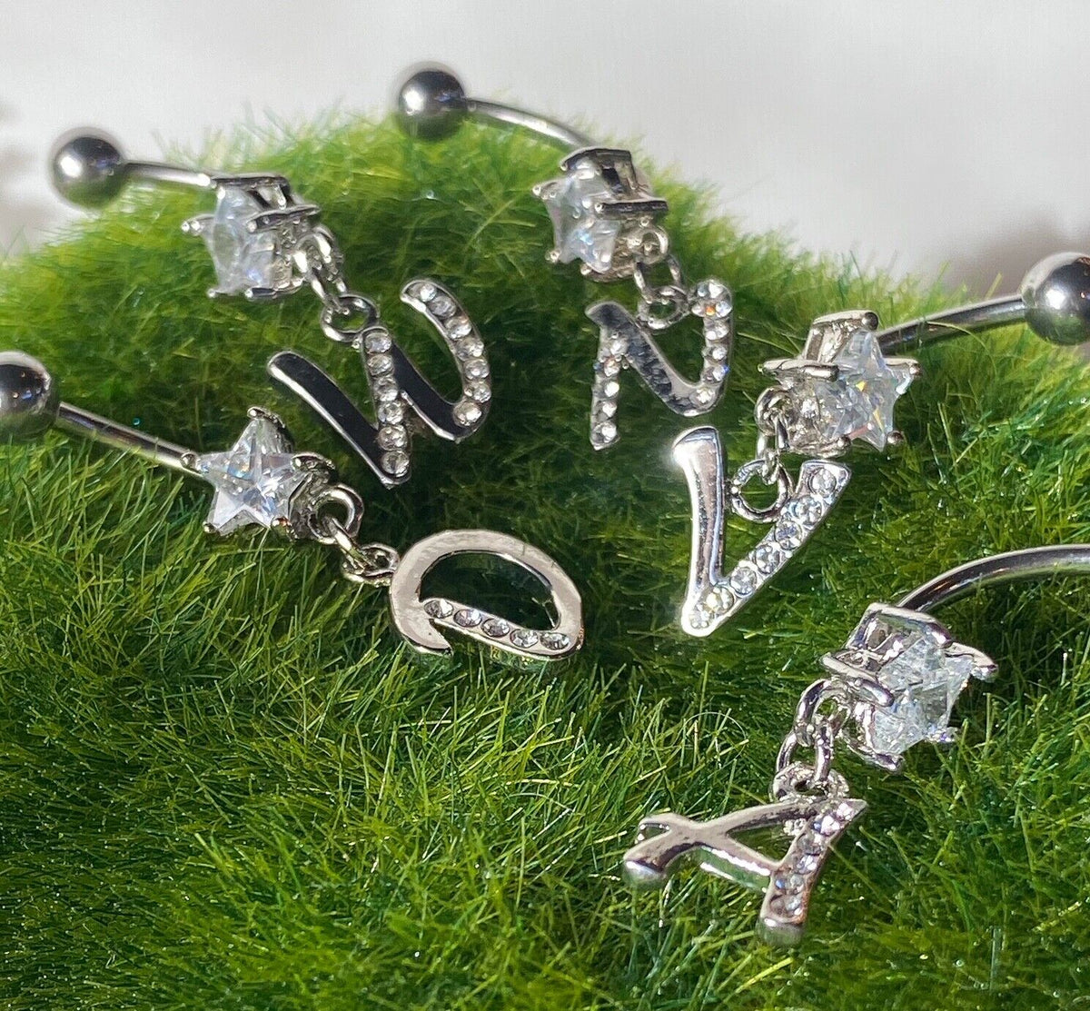 1pc Initial "Metro" Clear Gem Belly Ring Navel Pierced Naval Piercing Letter