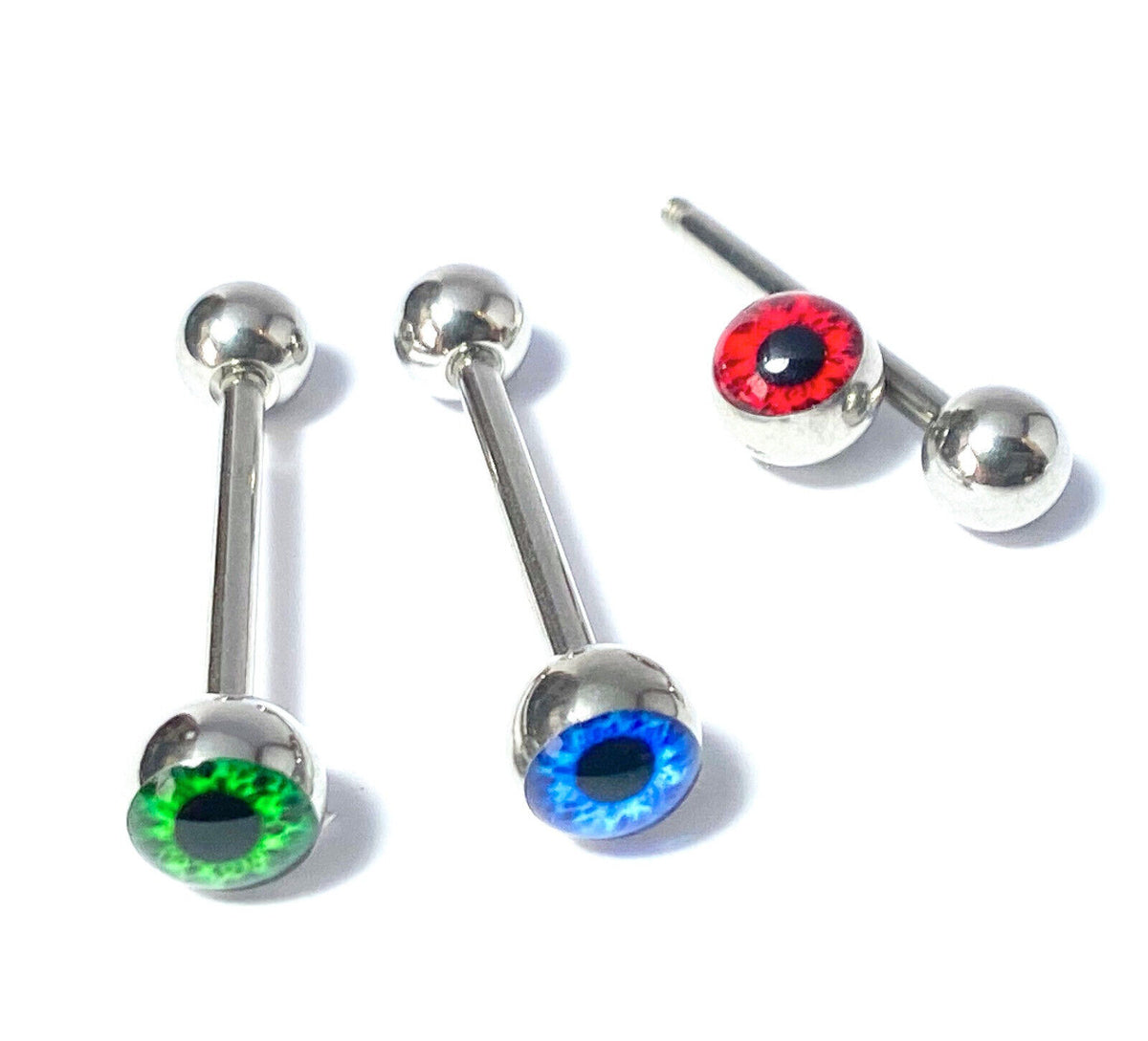 1pc Eyeball 316L Surgical Steel Barbell Tongue Tounge Ring Eye Ball 14g 5/8"