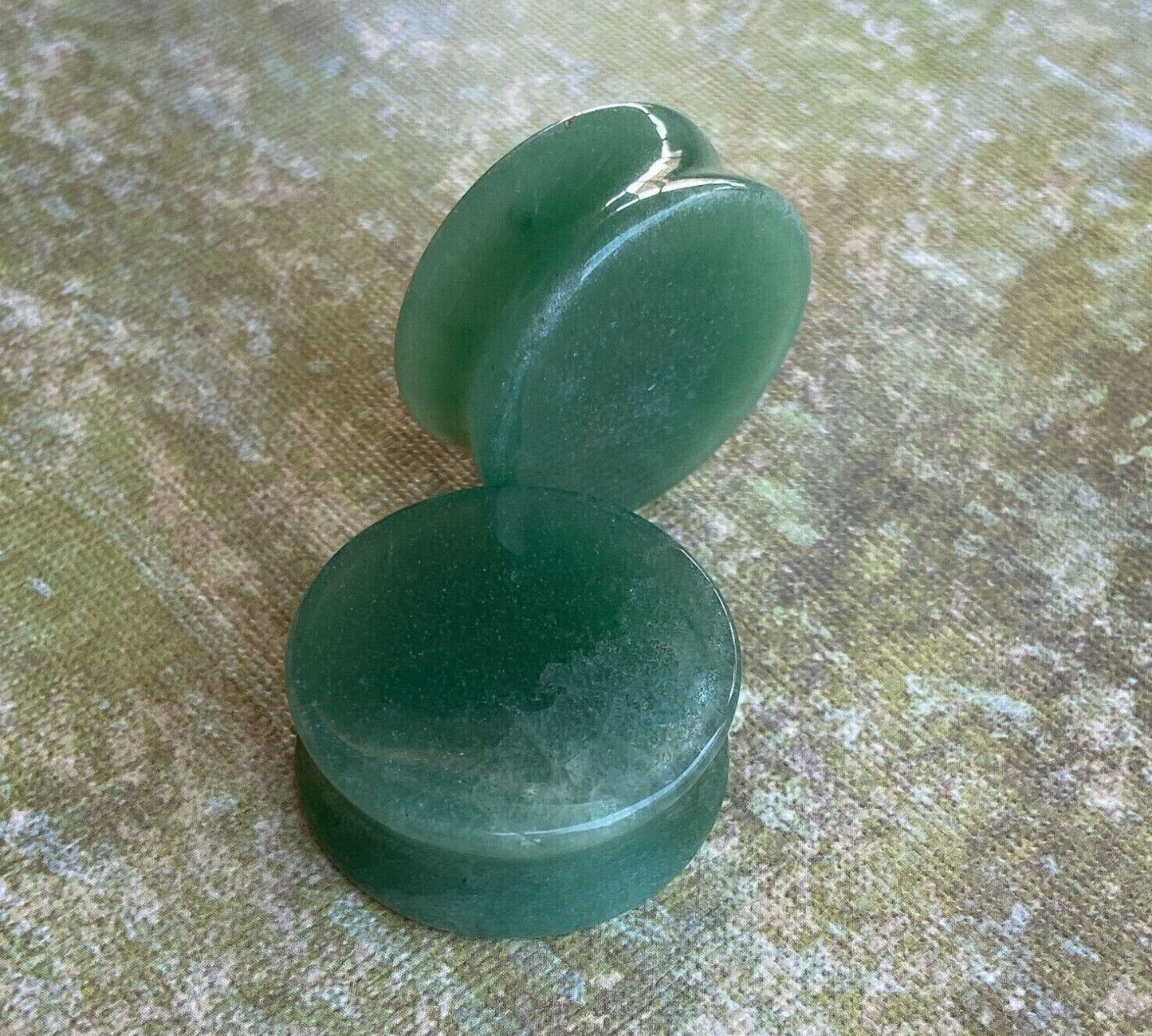 PAIR Natural Jade Organic Stone Plugs Gauges Pierced Ear Piercing Body Jewelry