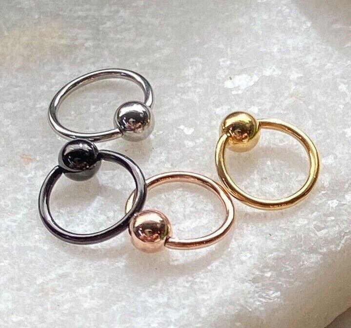 4pc Value Pack Steel, Black, Gold, Rose Gold Fixed Ball Captive Bead Rings 20g