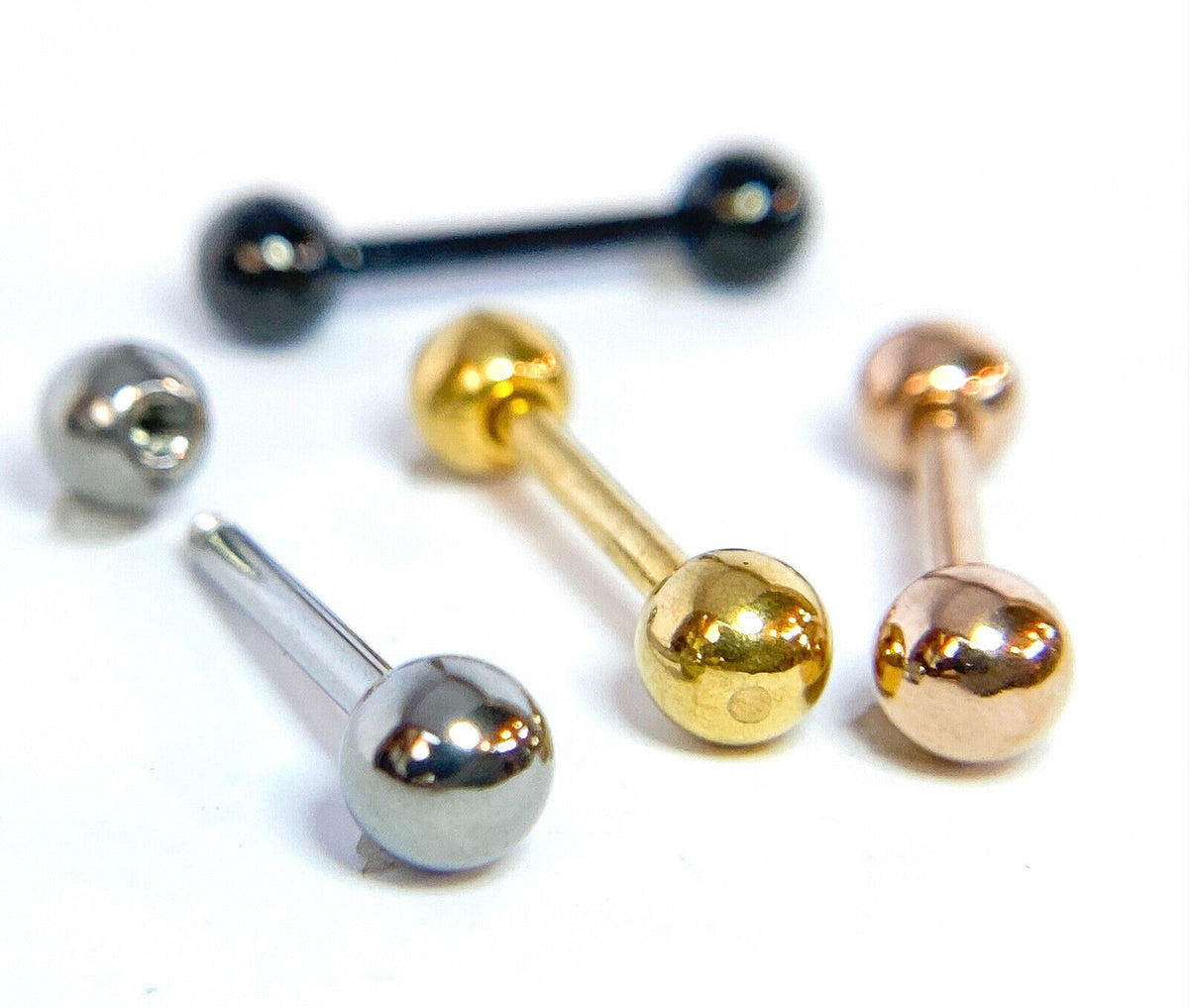 4pc Value Pack Ion Plated 14g Tongue or Nipple Rings Tounge Body Jewelry