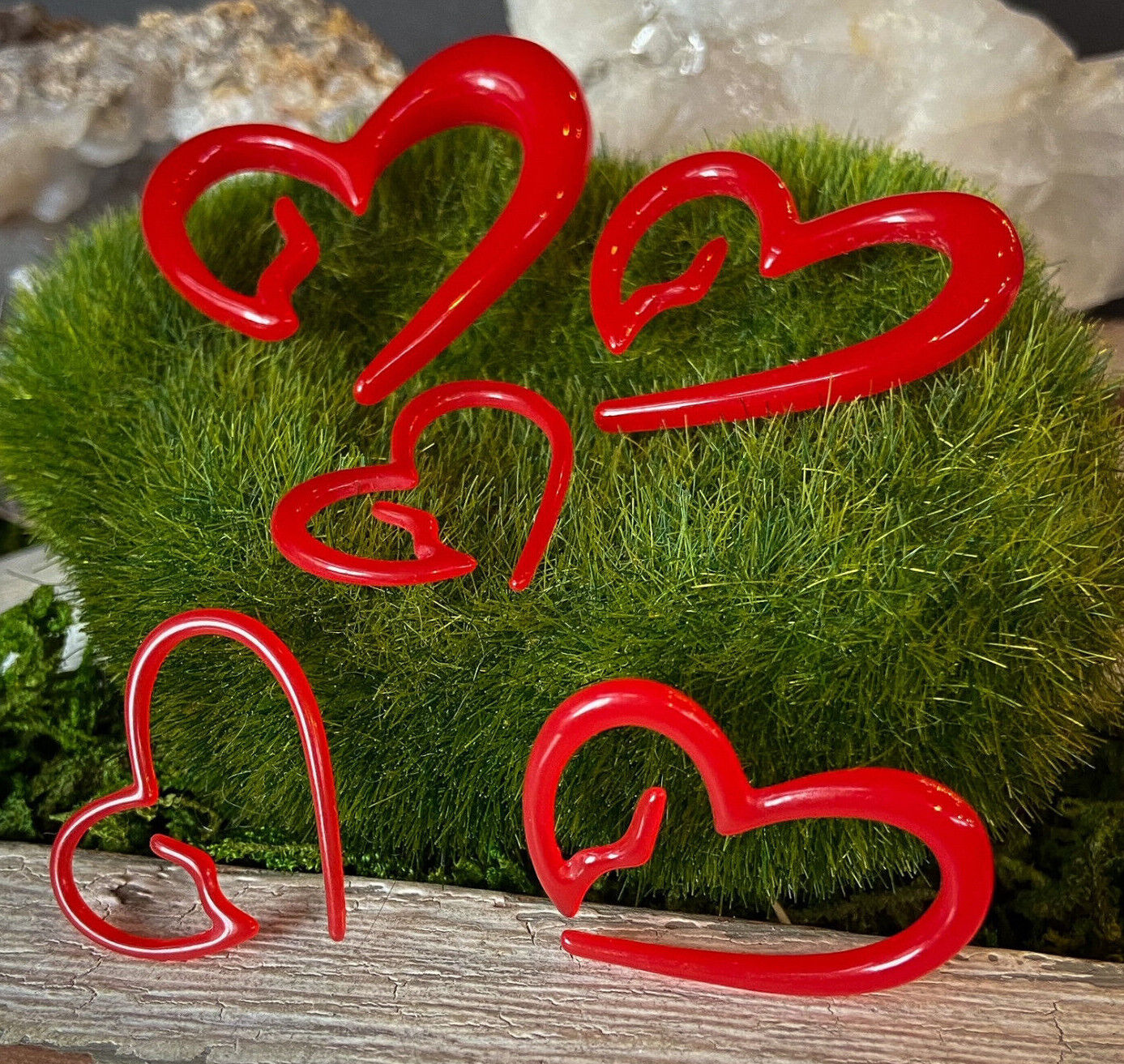 PAIR Heart Breaker Red Acrylic Tapers Plugs Tunnels Earlets Lobe Expander Gauges