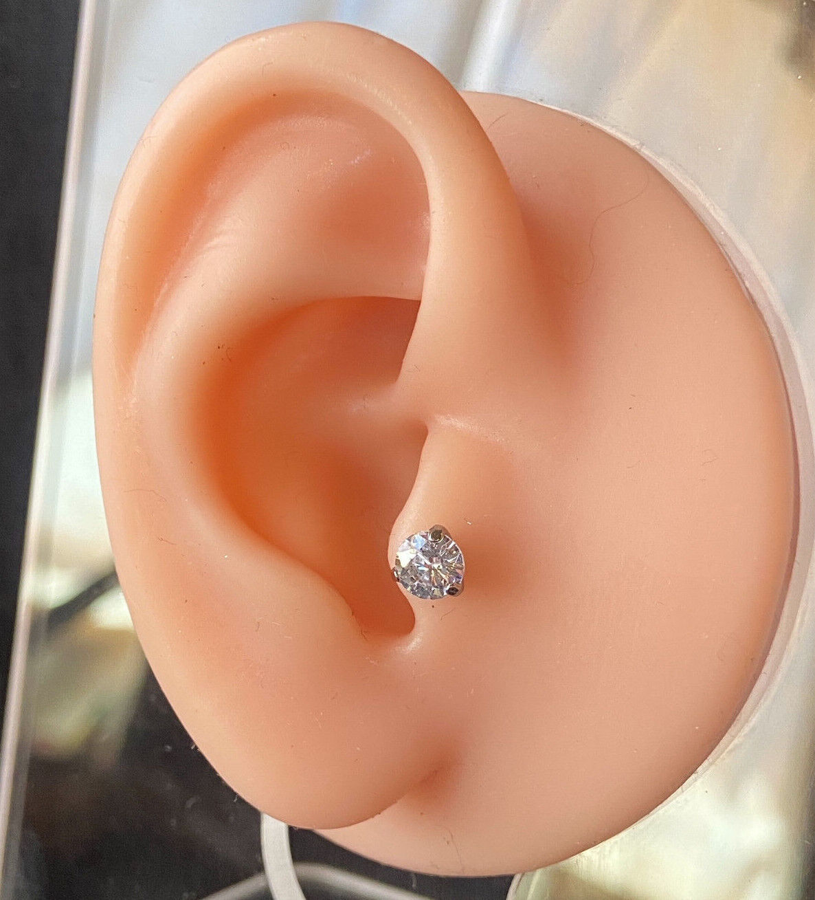 3pc Value Pack 3mm-4mm-5mm Prong Set Gem Tragus Helix Cartilage Ring 16g 1/4"