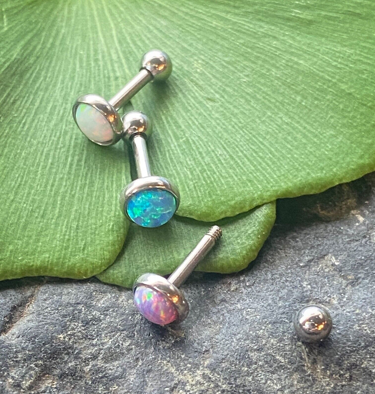 3pc Value Pack Synthetic Opal Set Tragus Helix Cartilage Ring 16g 1/4"
