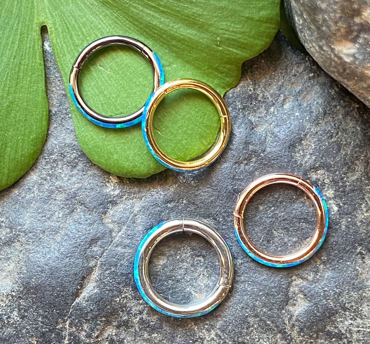 1pc Opal Outer Edge Hinged Segment Ring Septum Orbital Helix Ear Cartilage