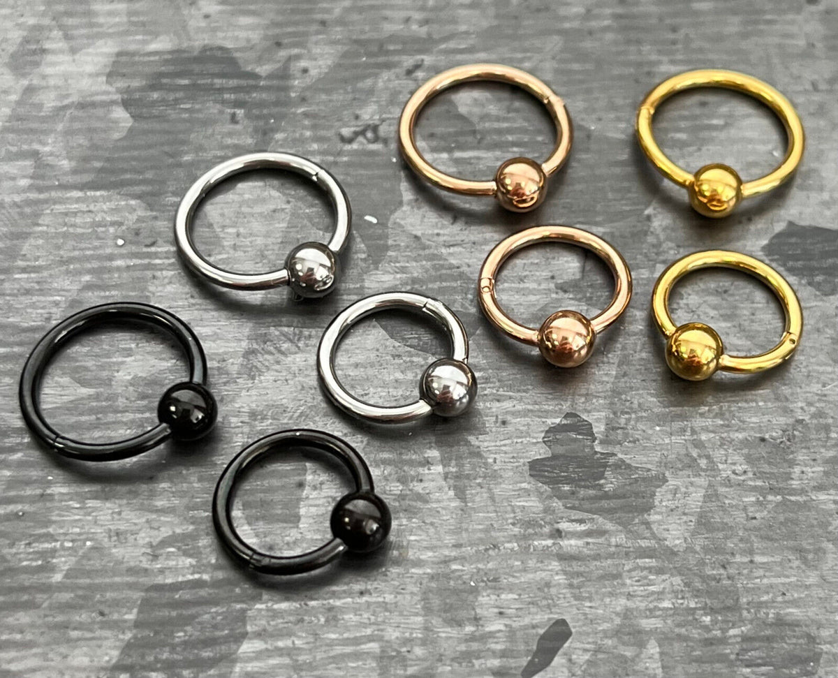 1pc Hinged Segment Captive Bead Ring Septum Clicker Helix Ear Cartilage 16g 10mm