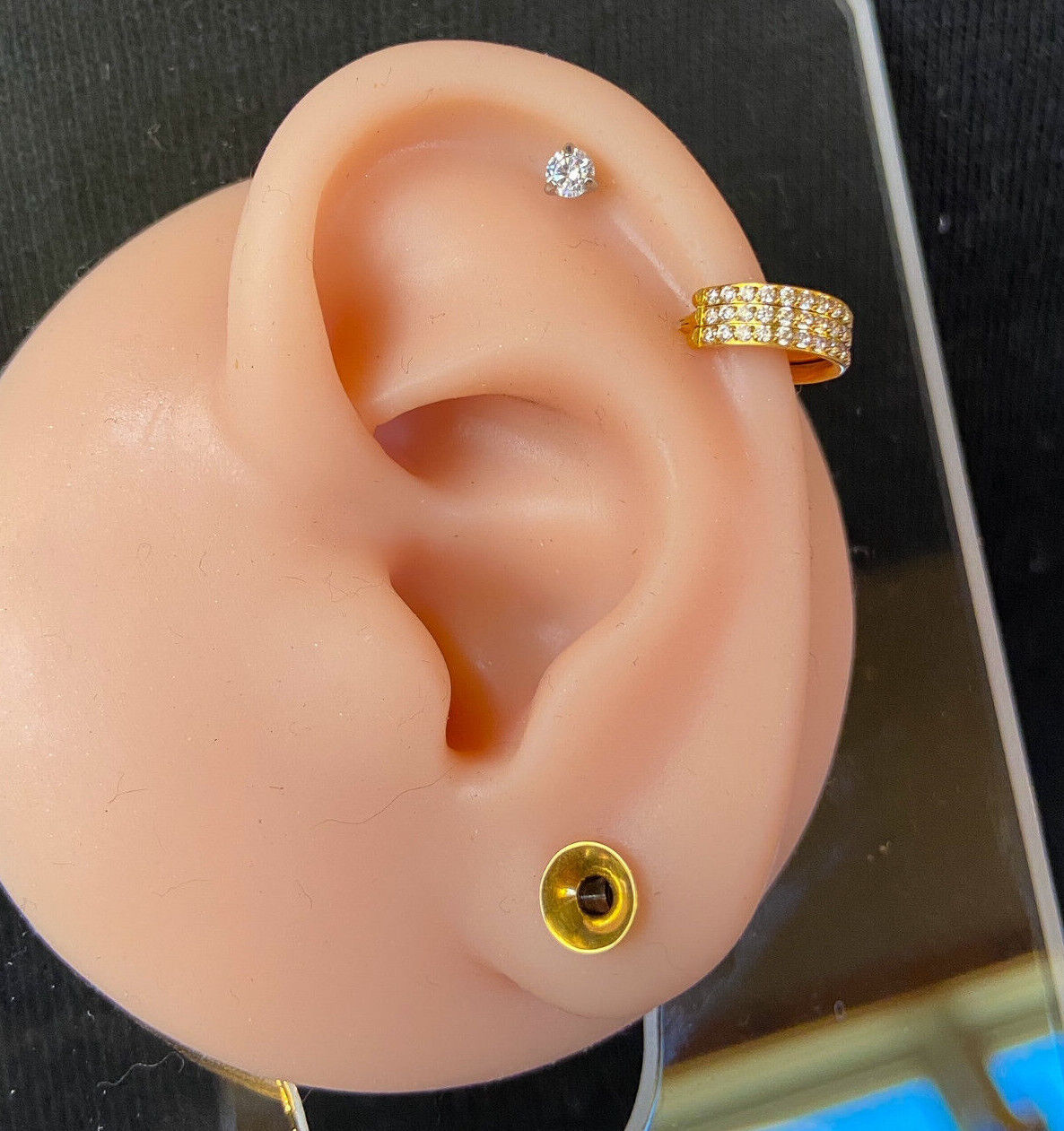 3pc Value Pack 3mm-4mm-5mm Prong Set Gem Tragus Helix Cartilage Ring 16g 1/4"