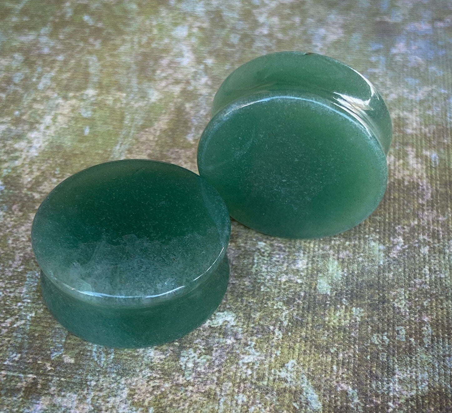 PAIR Natural Jade Organic Stone Plugs Gauges Pierced Ear Piercing Body Jewelry