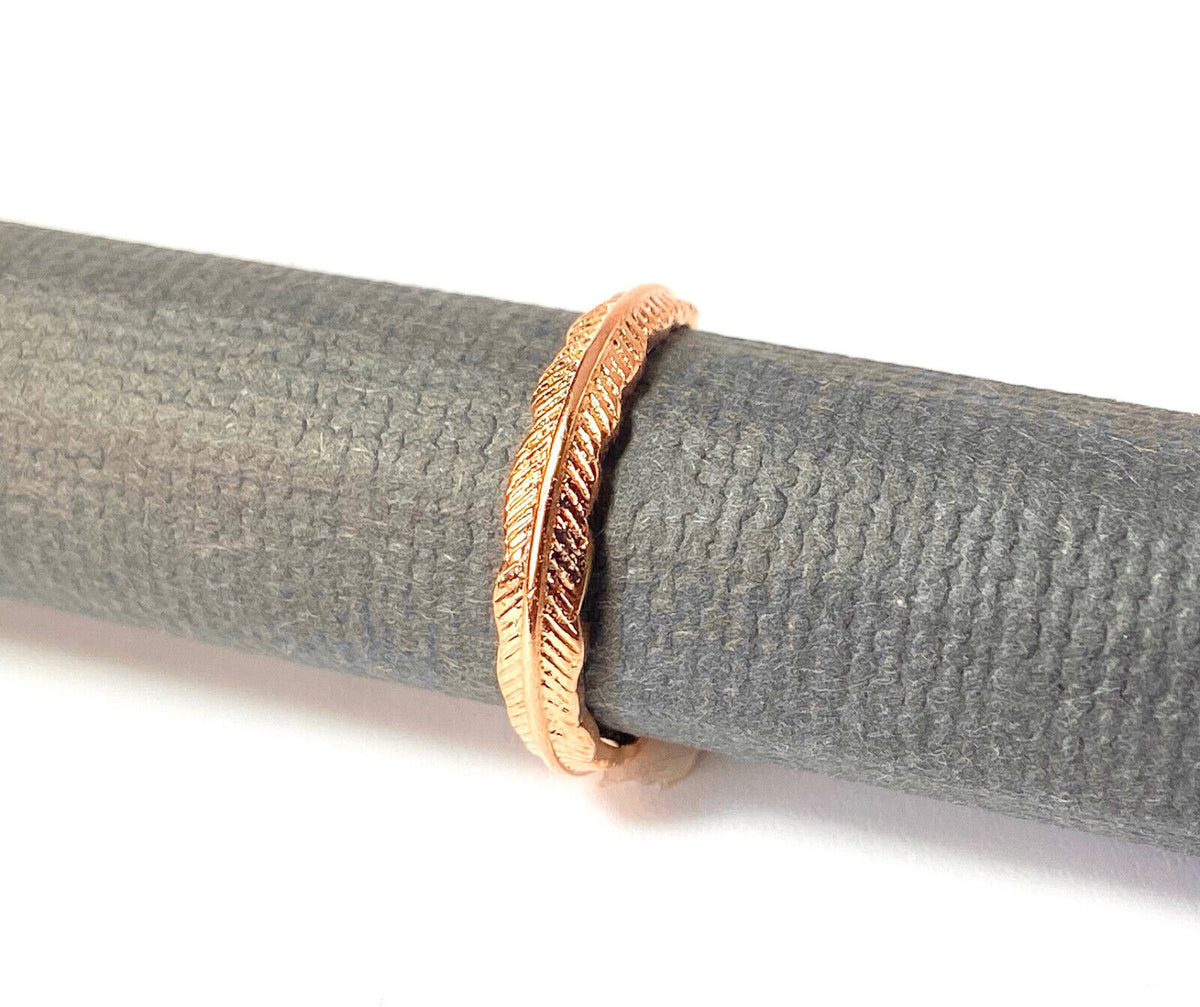 Tribal Feather Adjustable Mid Ring / Toe Ring (Color: Rose Gold)