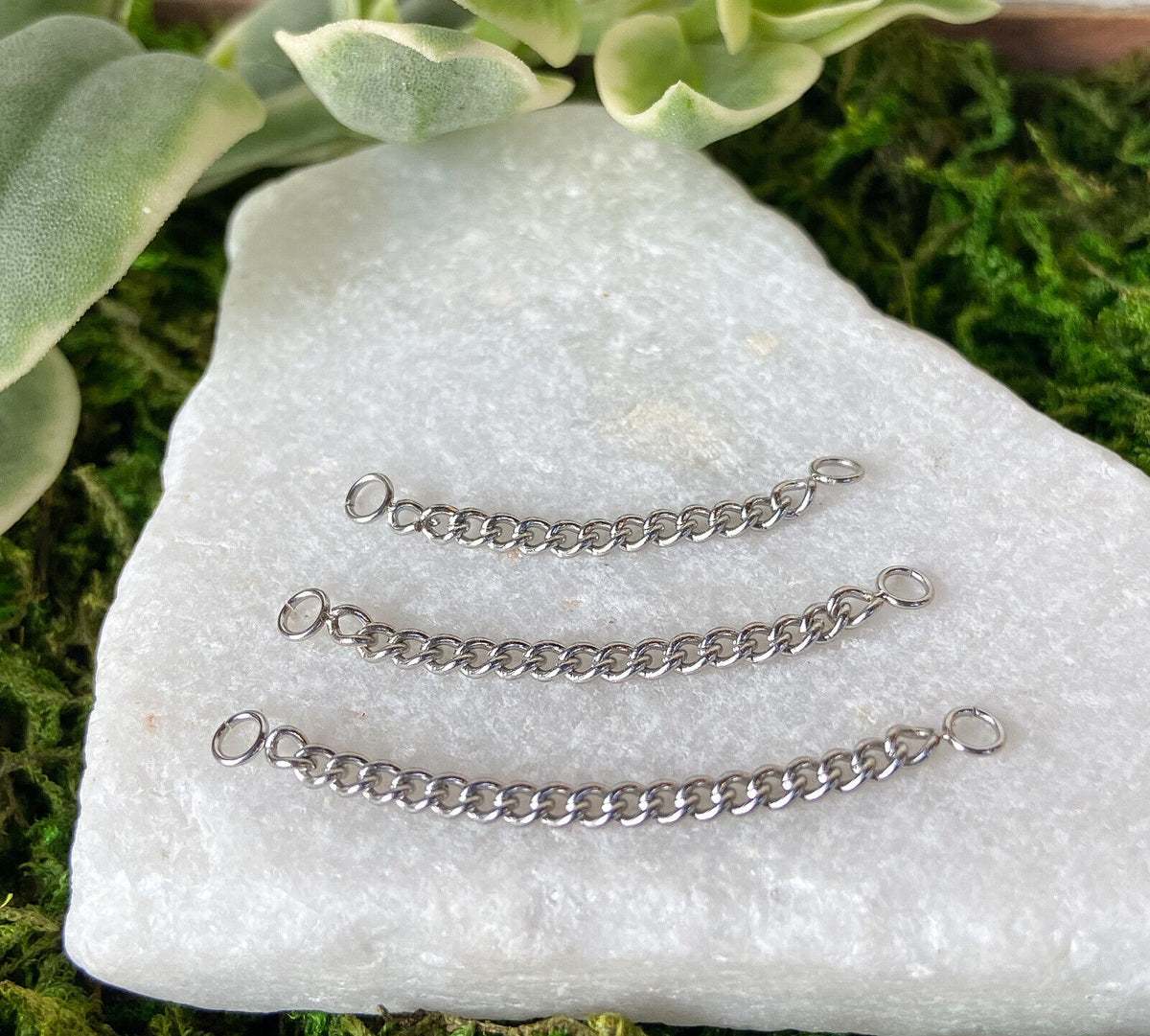 1pc 316L Stainless Steel Connector Chain Nose Ring Bridge Helix Cartilage (Color: Silver)