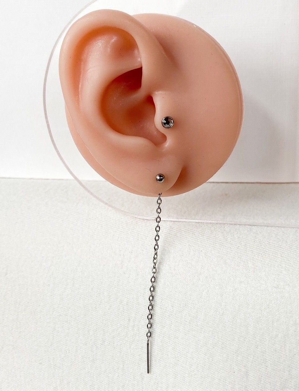 PAIR of Single Chain Free Falling Bar IP Stainless Steel 20g Earrings