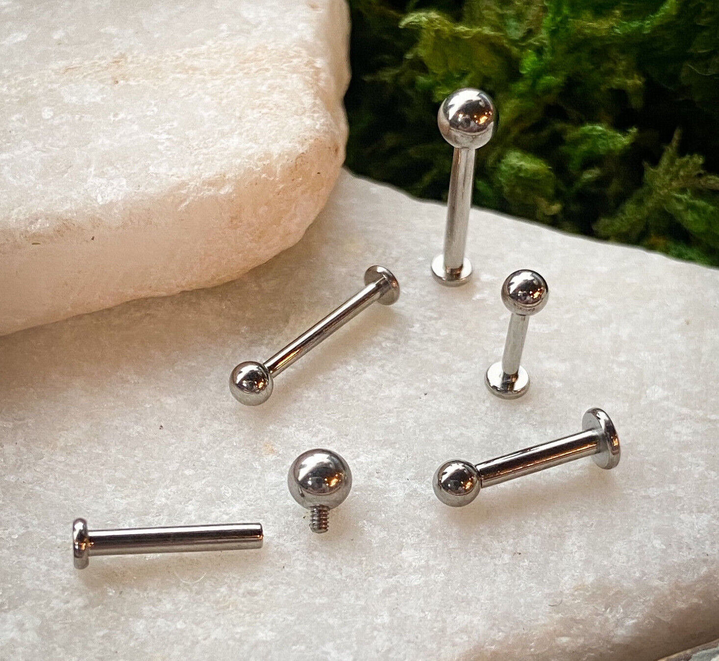 1pc Internally Threaded Grade 23 Solid Titanium Labret, Monroe Stud Lip Ring