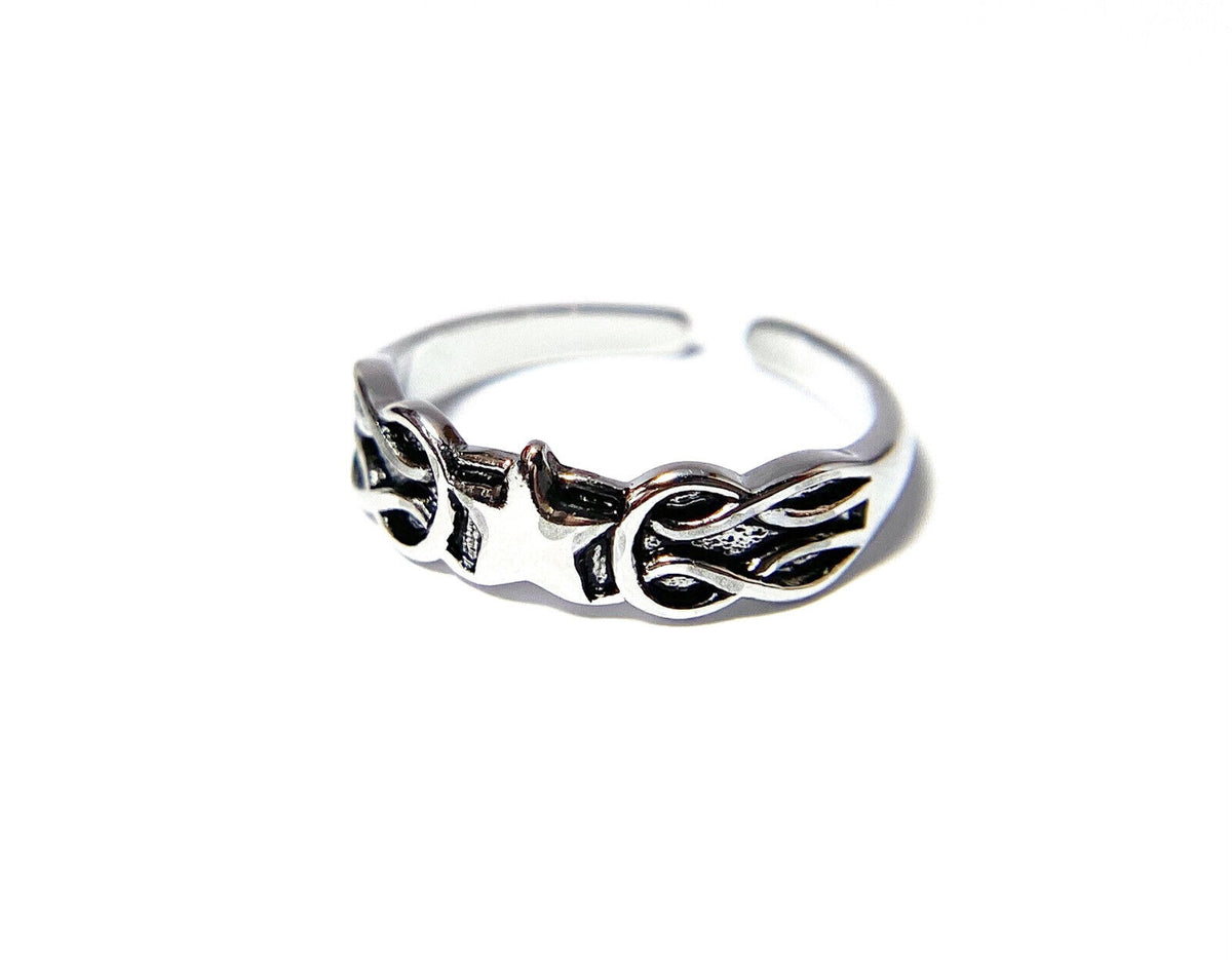 Weave Pattern w/ Star and Moons Center Adjustable Mid Ring / Toe Ring