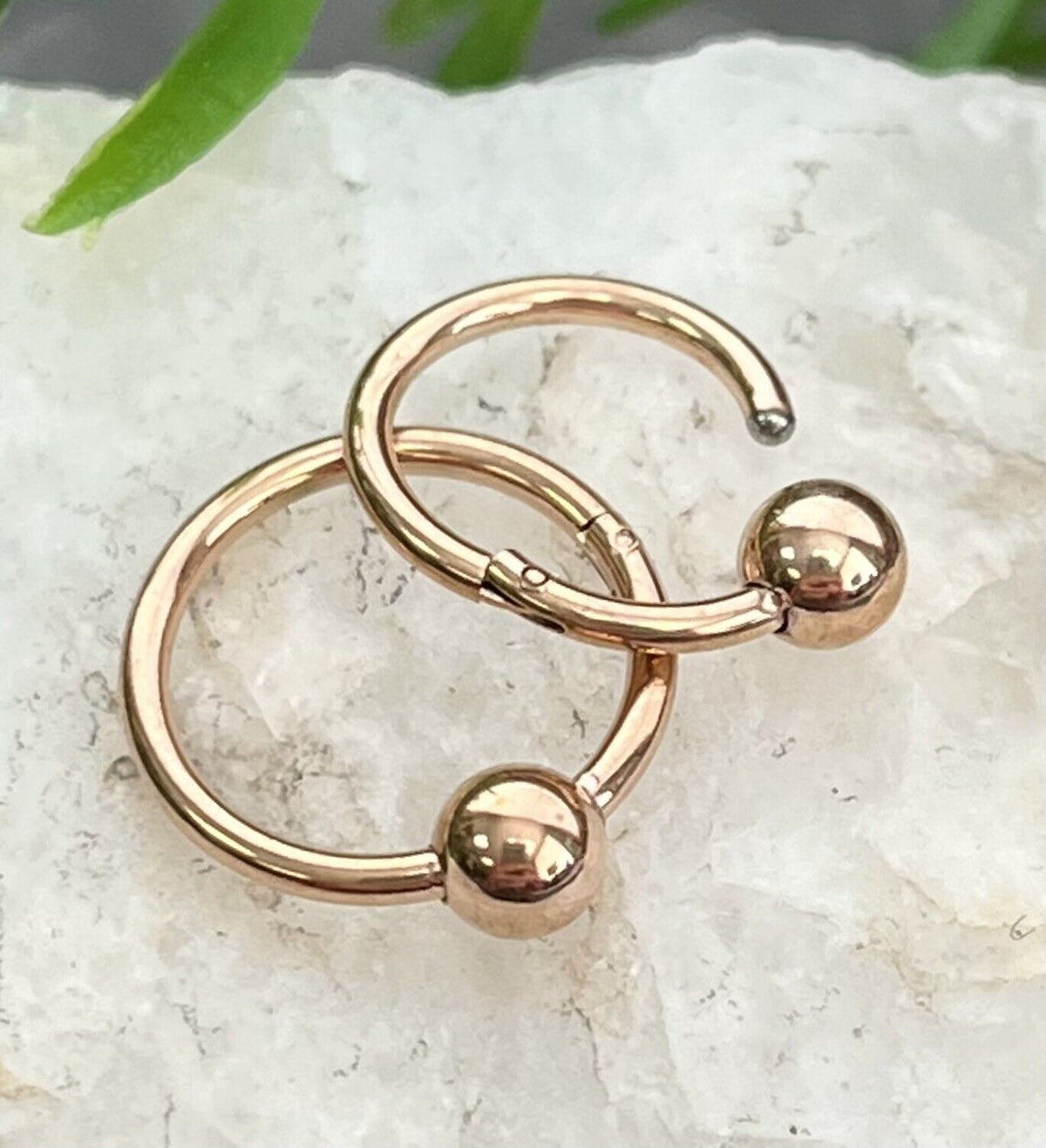1pc Hinged Segment Captive Bead Ring Septum Clicker Helix Ear Cartilage 16g 10mm (Color: Rose Gold)