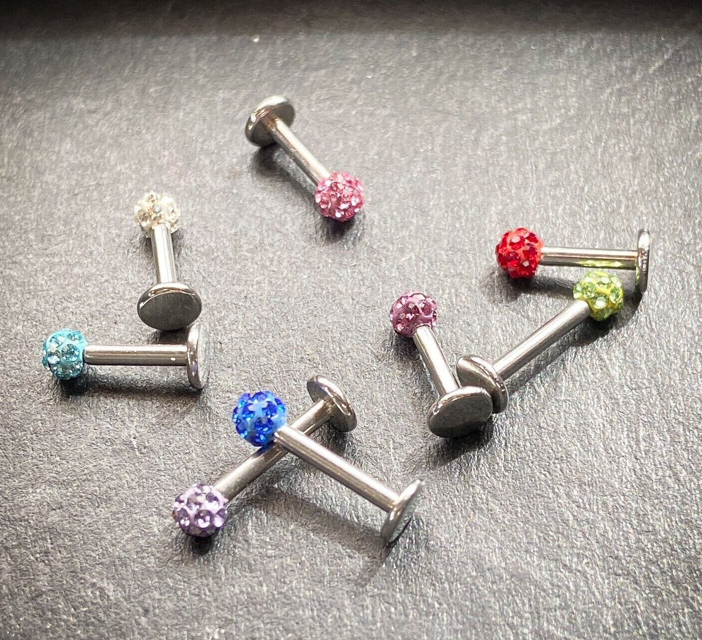 Internally Threaded Labret w/Ferido Crystal 3mm Gem Ball - CHOOSE YOUR COLOR