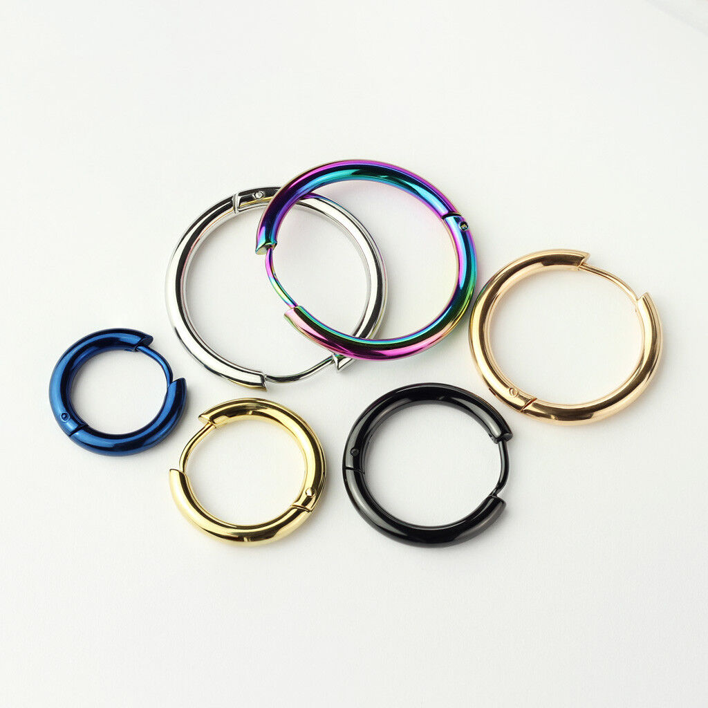 PAIR of 316L Stainless Steel Hinge Action 20g Seamless Hoop Earrings
