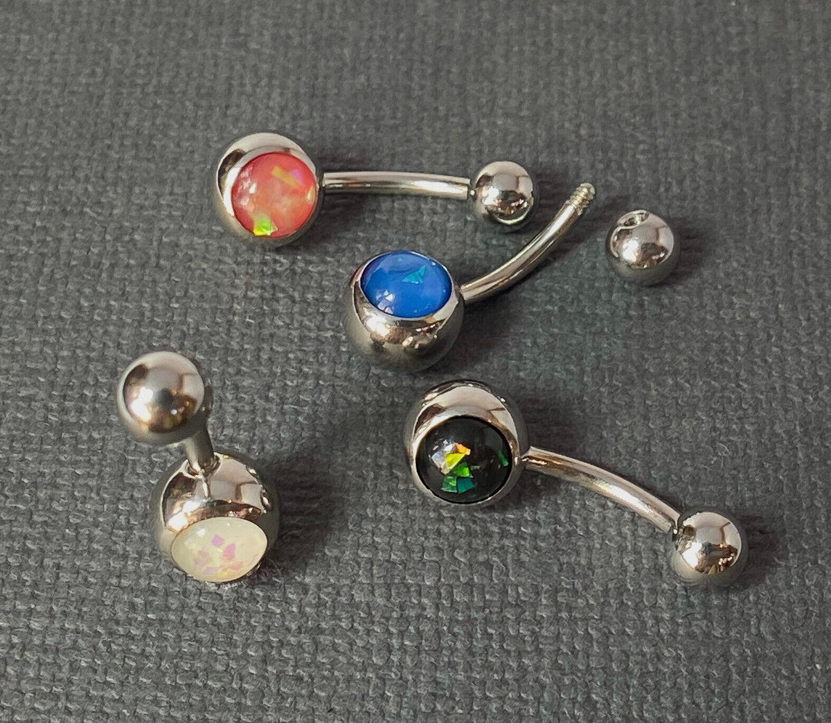 4pc Value Pack Opal Glitter Set Belly Rings 14g Navel Naval Body Jewelry