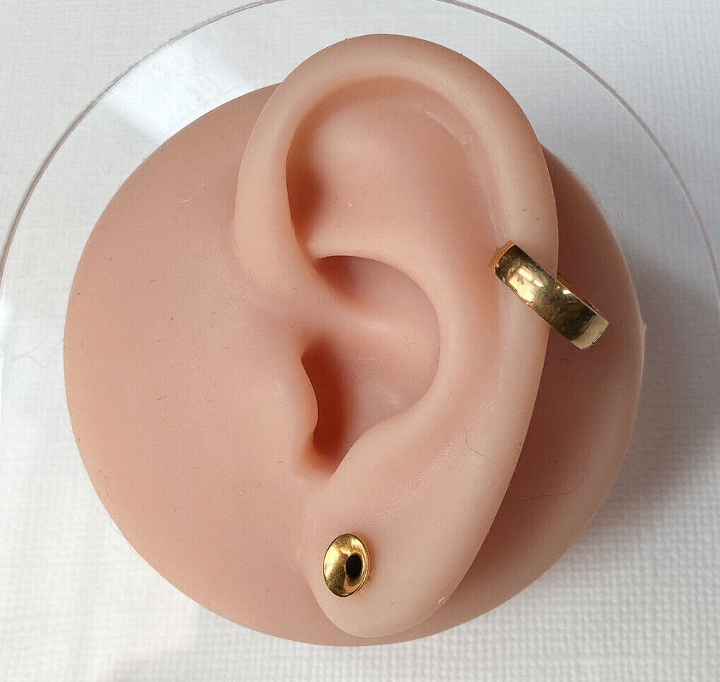 PAIR of 4mm Wide Stainless Steel Dome Hoop Huggies 20g Earrings