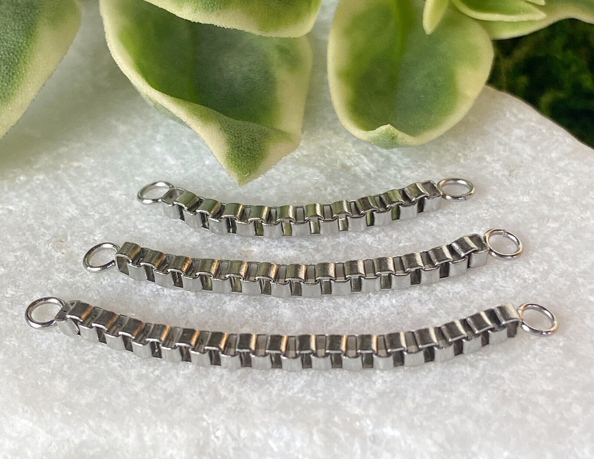 1pc 316L Stainless Steel Connector Box Chain Nose Ring Bridge Helix Cartilage (Color: Silver)