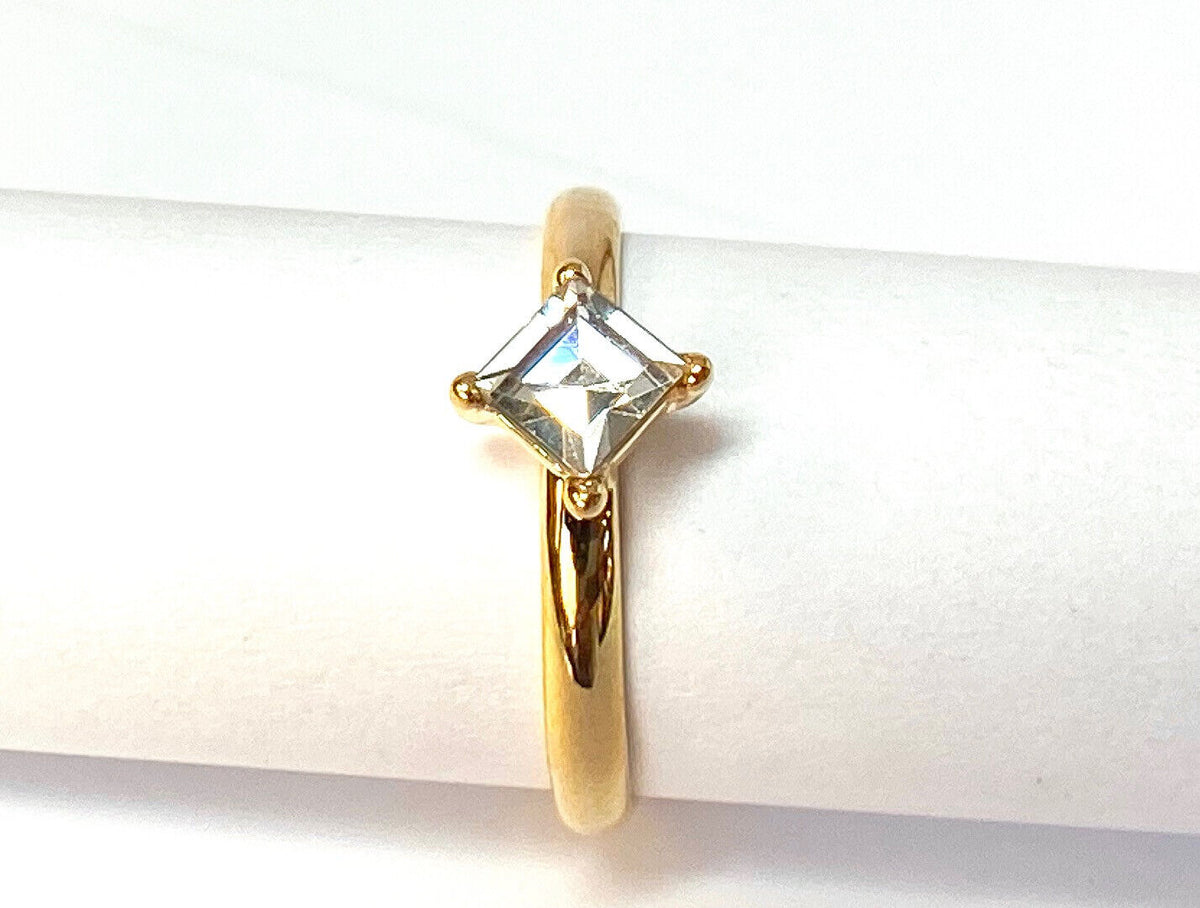 Prong Set 5mm Square CZ Gem Solitaire Adjustable Mid Ring / Toe Ring