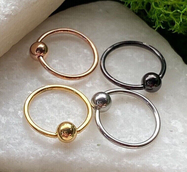 4pc Value Pack Steel, Black, Gold, Rose Gold Fixed Ball Captive Bead Rings 20g