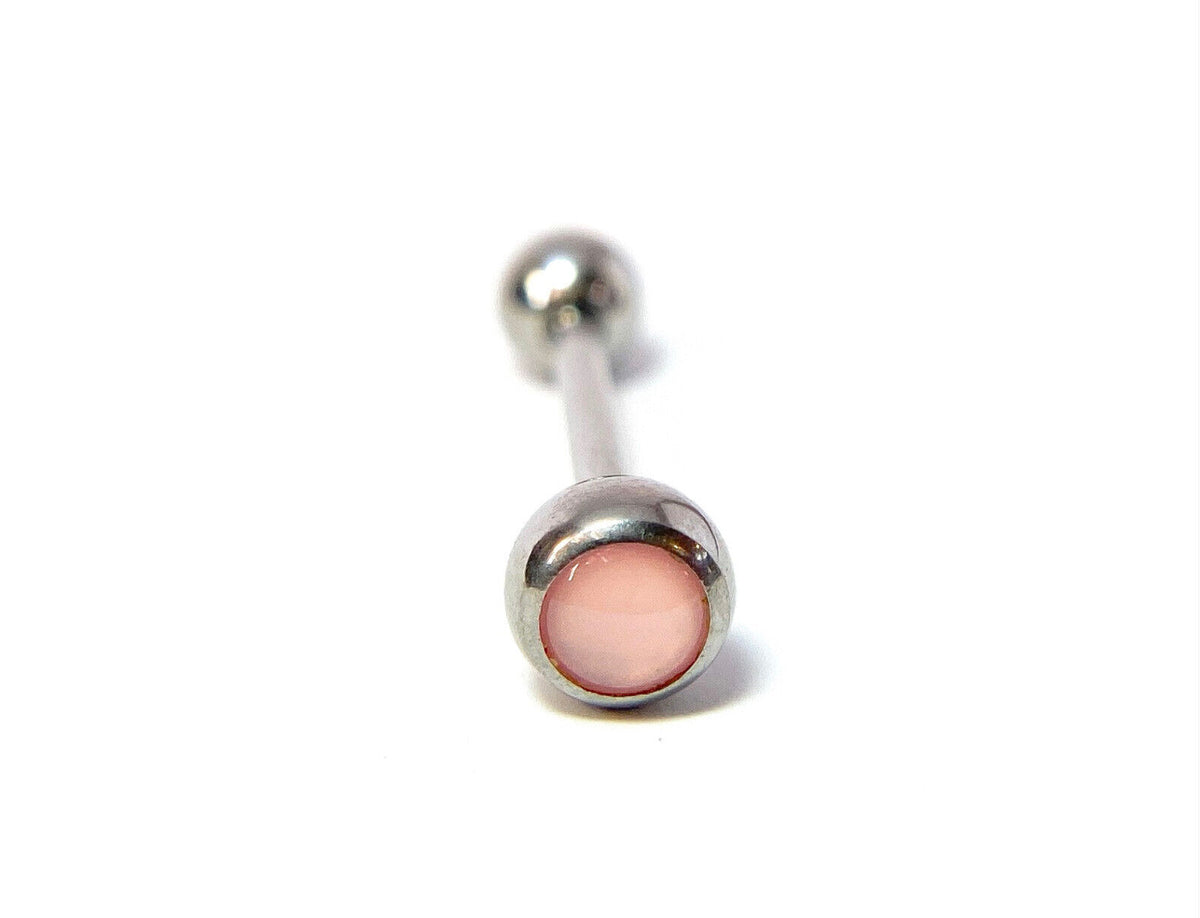 1pc Illuminating Stone Gem Tongue Ring Barbells Tounge Piercing Body Jewelry (Color: Pink)