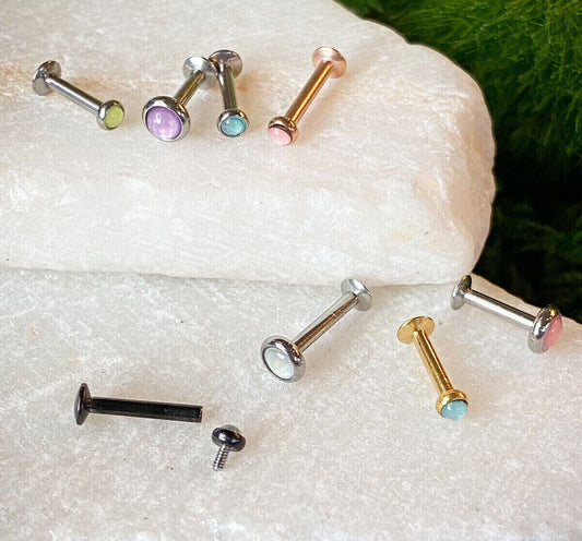 1pc Illuminating Stone Labret Stud Helix Tragus Cartilage Internally Threaded