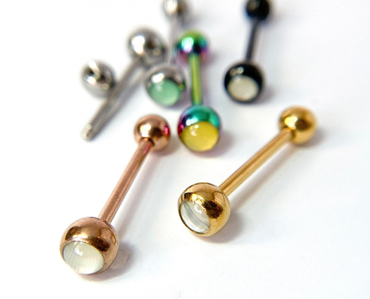 1pc Illuminating Stone Gem Tongue Ring Barbells Tounge Piercing Body Jewelry