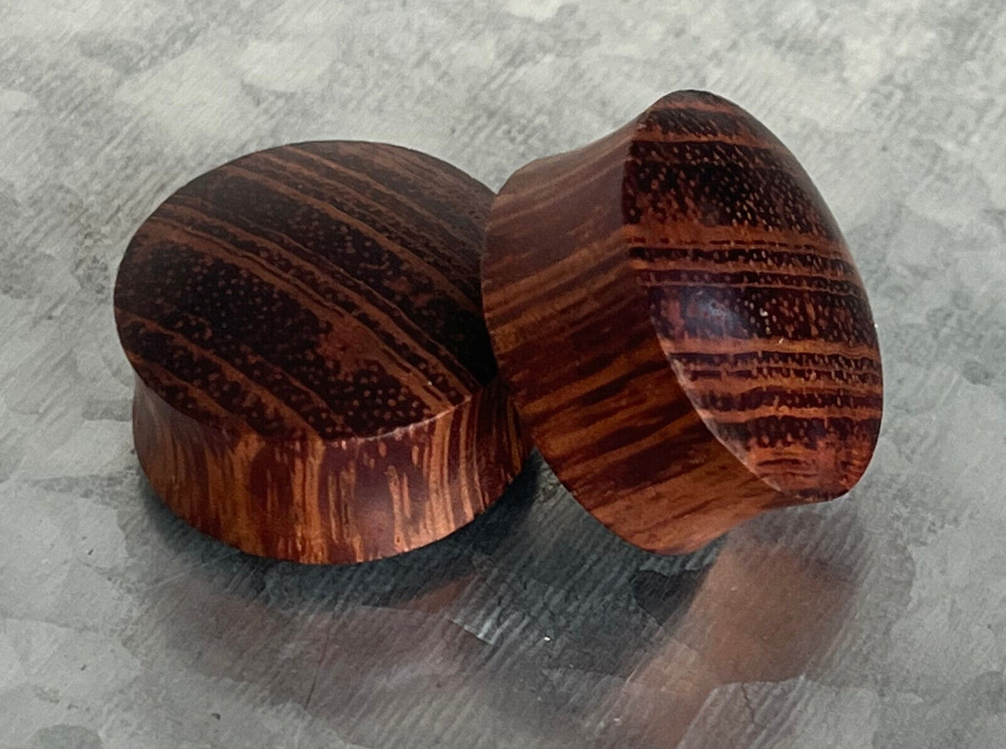 PAIR Red Tiger Wood Plugs Organic Earlets Gauges Body Jewelry