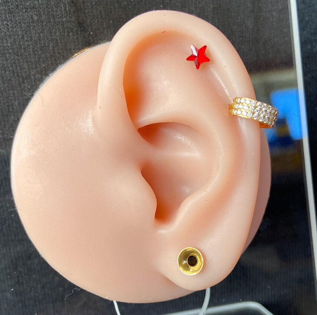 1pc Star Crystal Tragus Helix Cartilage Ring 16g 1/4" Barbell Stud Body Jewelry
