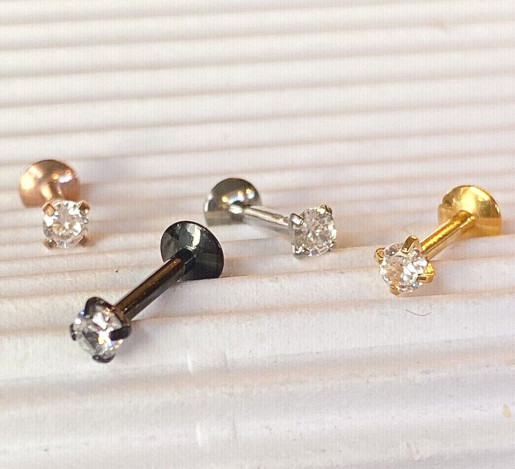 4pc Value Pack Internally Threaded Prong Set Round Gem Ion Plated Labrets