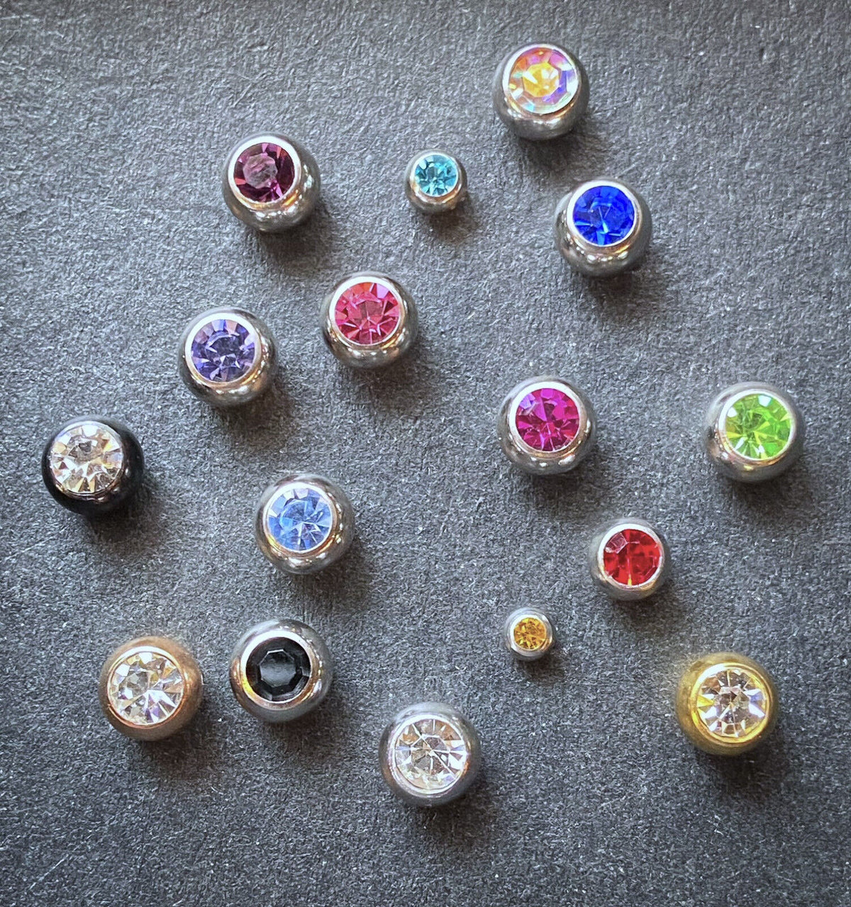 Body Jewelry Replacement Parts - 10pk 316L Surgical Steel Threaded CZ Gem Balls