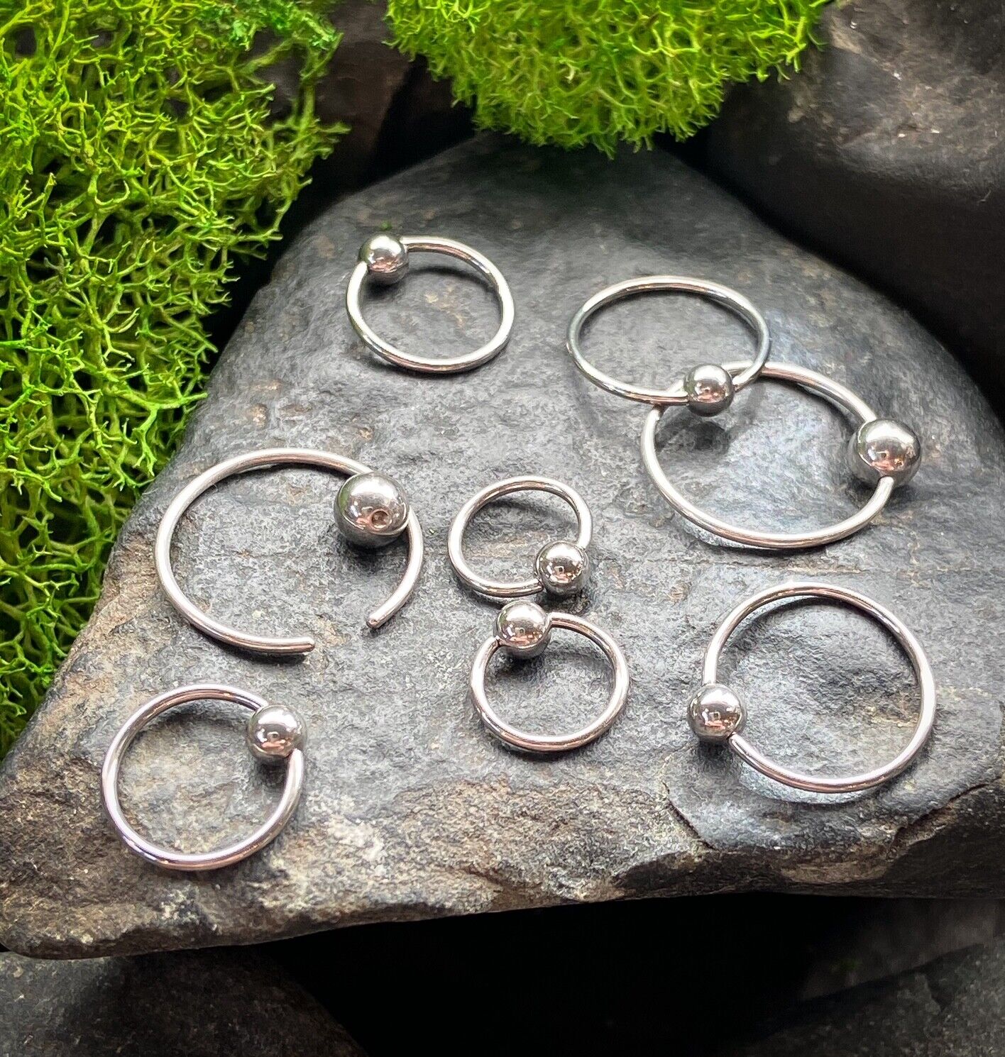 4 PAIR Value Pack 316L Surgical Steel Captive Bead Rings 14g, 16g, 18g or 20g