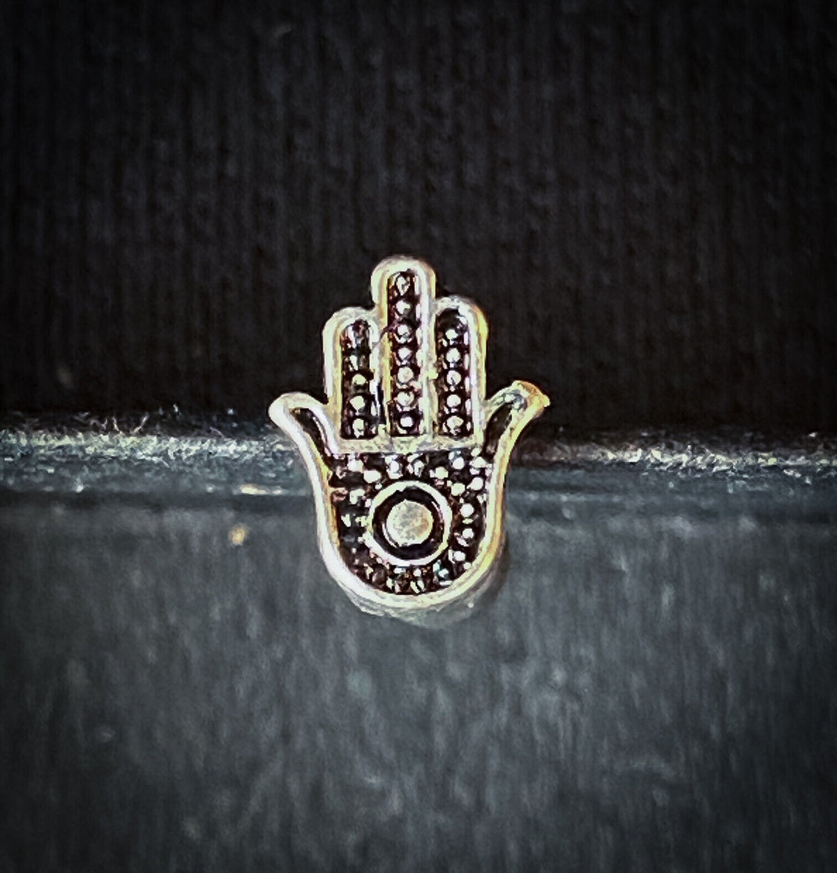 Hamsa Antique Silver Plated Surgical Steel Tragus Helix Ear Cartilage Stud Ring 