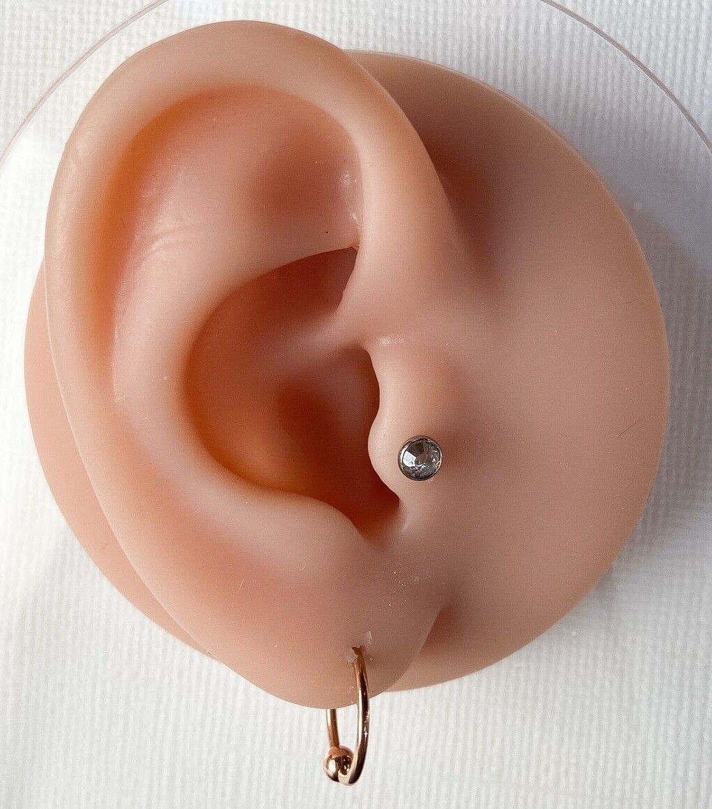 PAIR Fixed Ball Rose Gold Captive Bead Rings Nipple Helix Tragus Septum Piercing