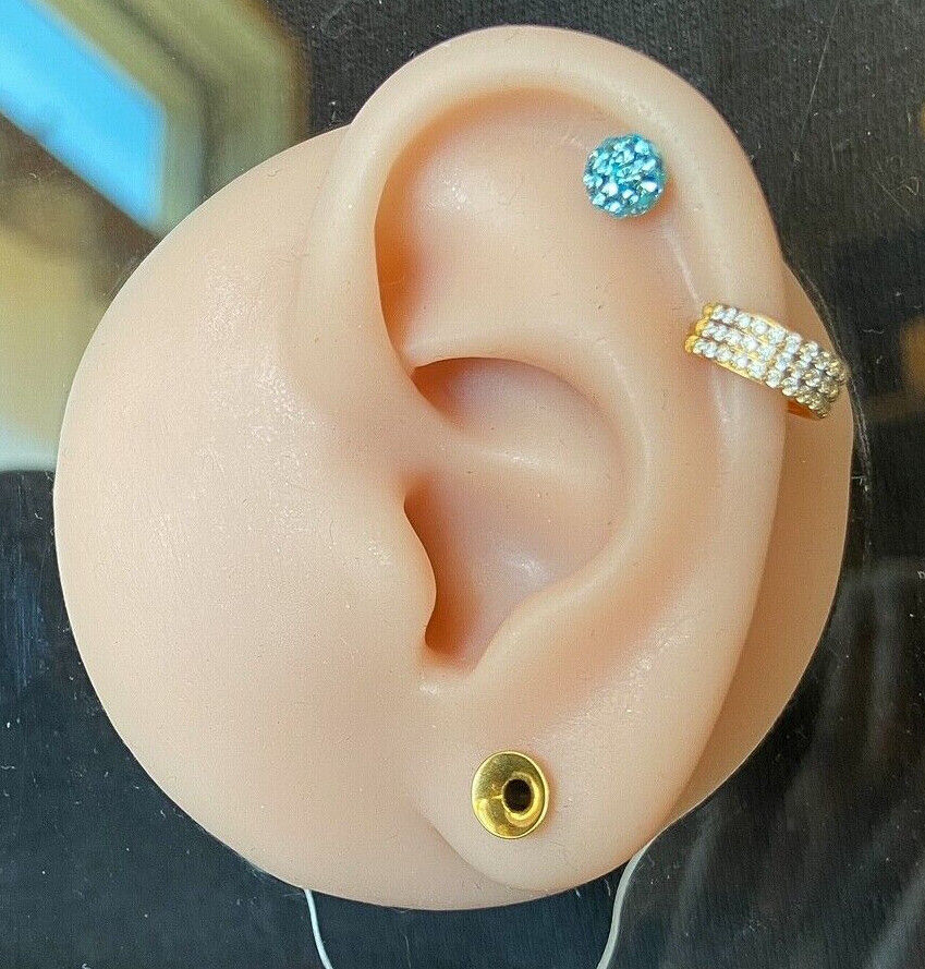 Surgical Steel Tragus Barbell Ring 16g, 1/4"- choose 3, 4 or 5mm Ferido Gem Ball