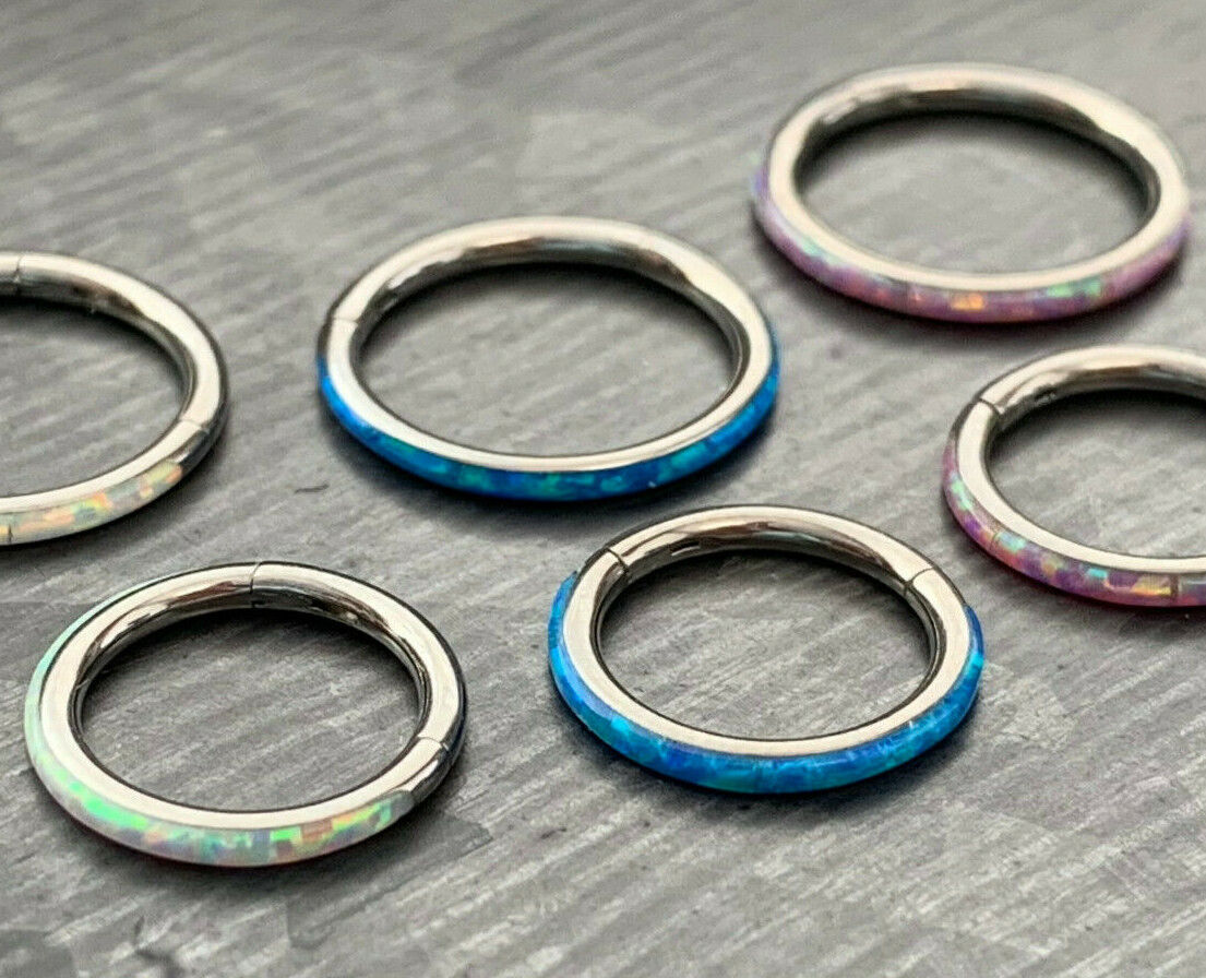 1pc Opal Outer Edge Hinged Segment Ring Septum Orbital Helix Ear Cartilage