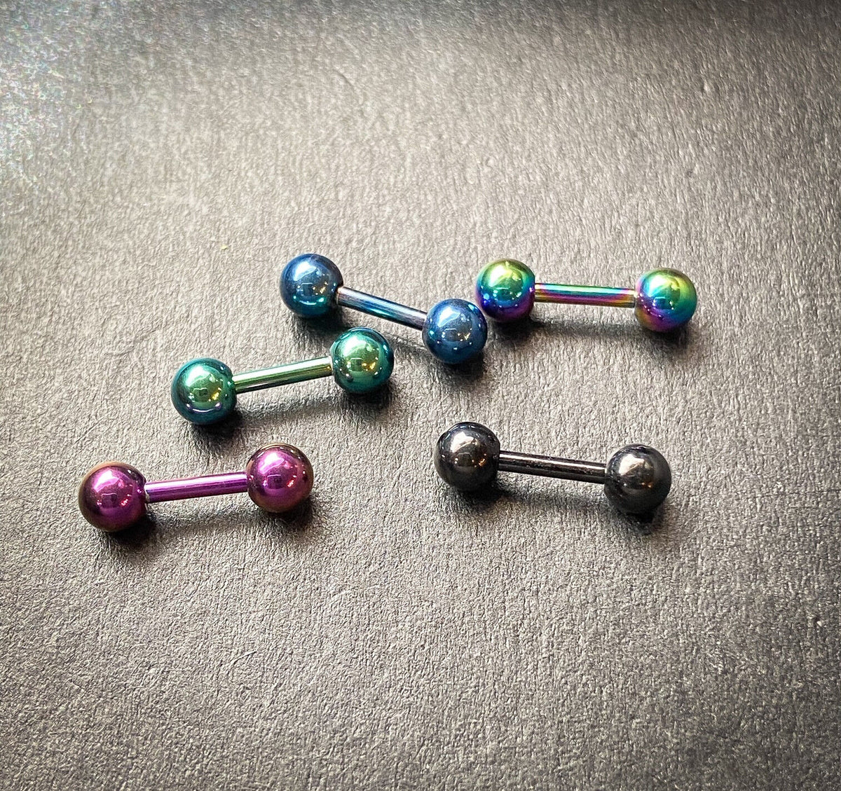 5pc Value Pack Titanium Plated Tragus Barbell Studs Cartilage Helix 16g 1/4" 6mm