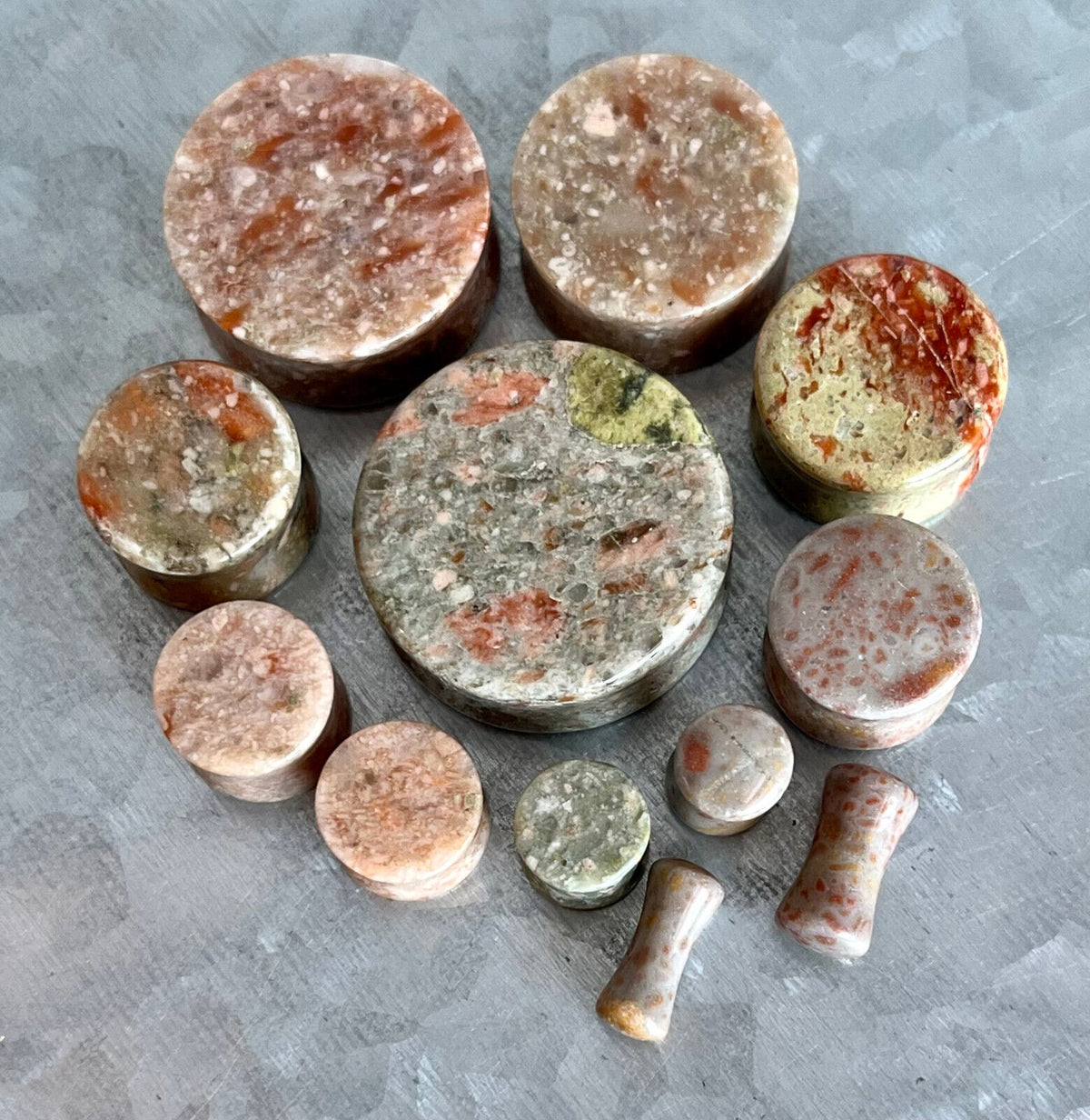 PAIR Spot Agate Stone Plugs Organic Gauges Tunnels Earlets Body Jewelry