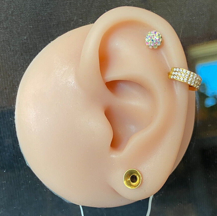 Surgical Steel Tragus Barbell Ring 16g, 1/4"- choose 3, 4 or 5mm Ferido Gem Ball