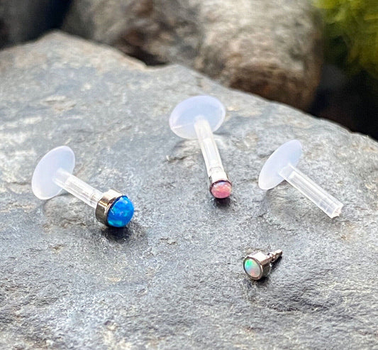 1pc Bioflex Opal Stone Labret Monroe Tragus Push-in Ear Cartilage Stud Bio Flex