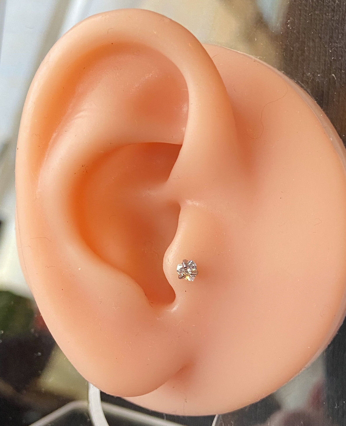 3pc Value Pack 3mm-4mm-5mm Prong Set Heart Gem Tragus Cartilage Ring 16g 1/4"