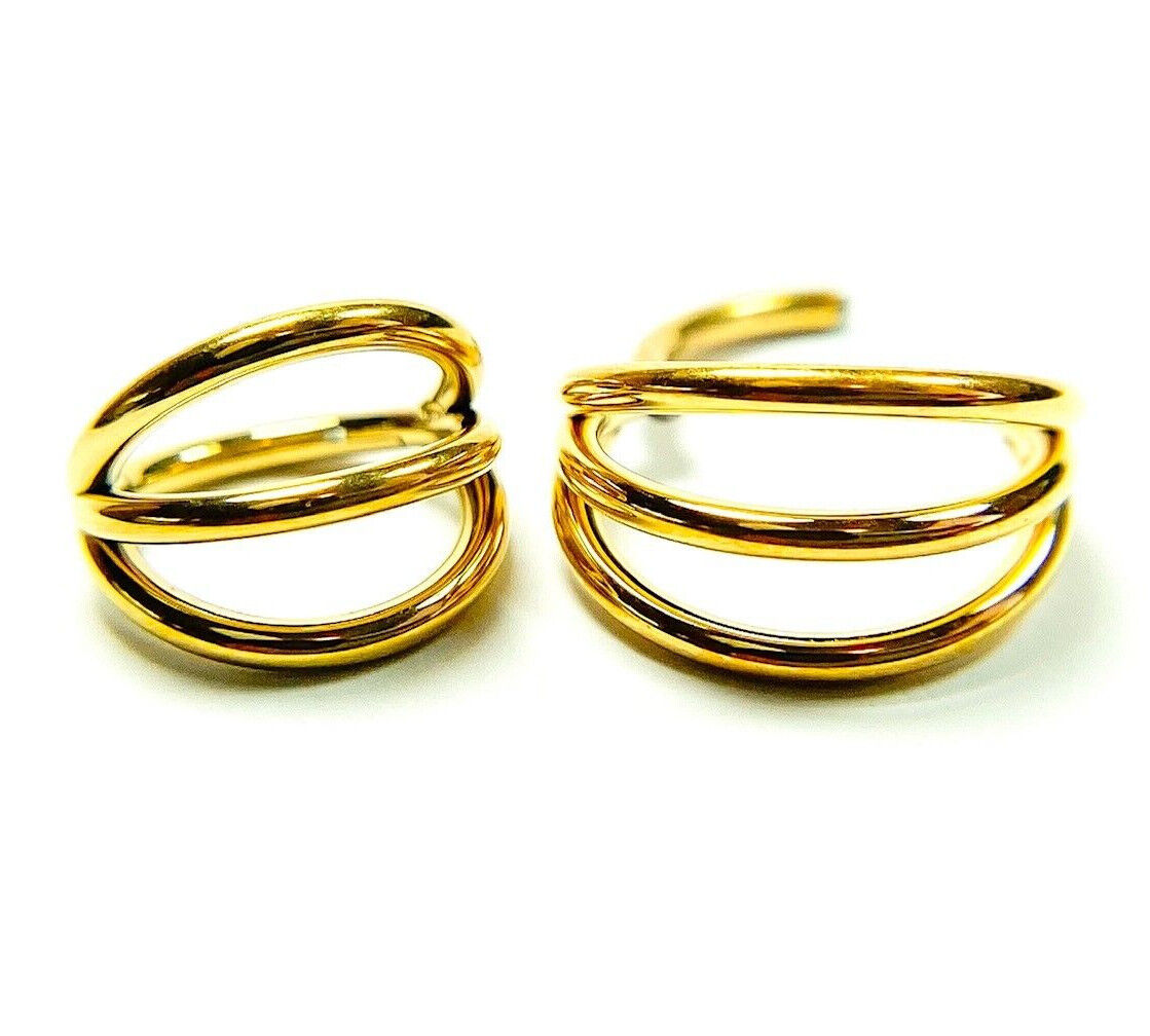 1pc Solid Titanium Triple Hoop Hinged Segment Ring Helix Cartilage Clicker (Color: Gold)