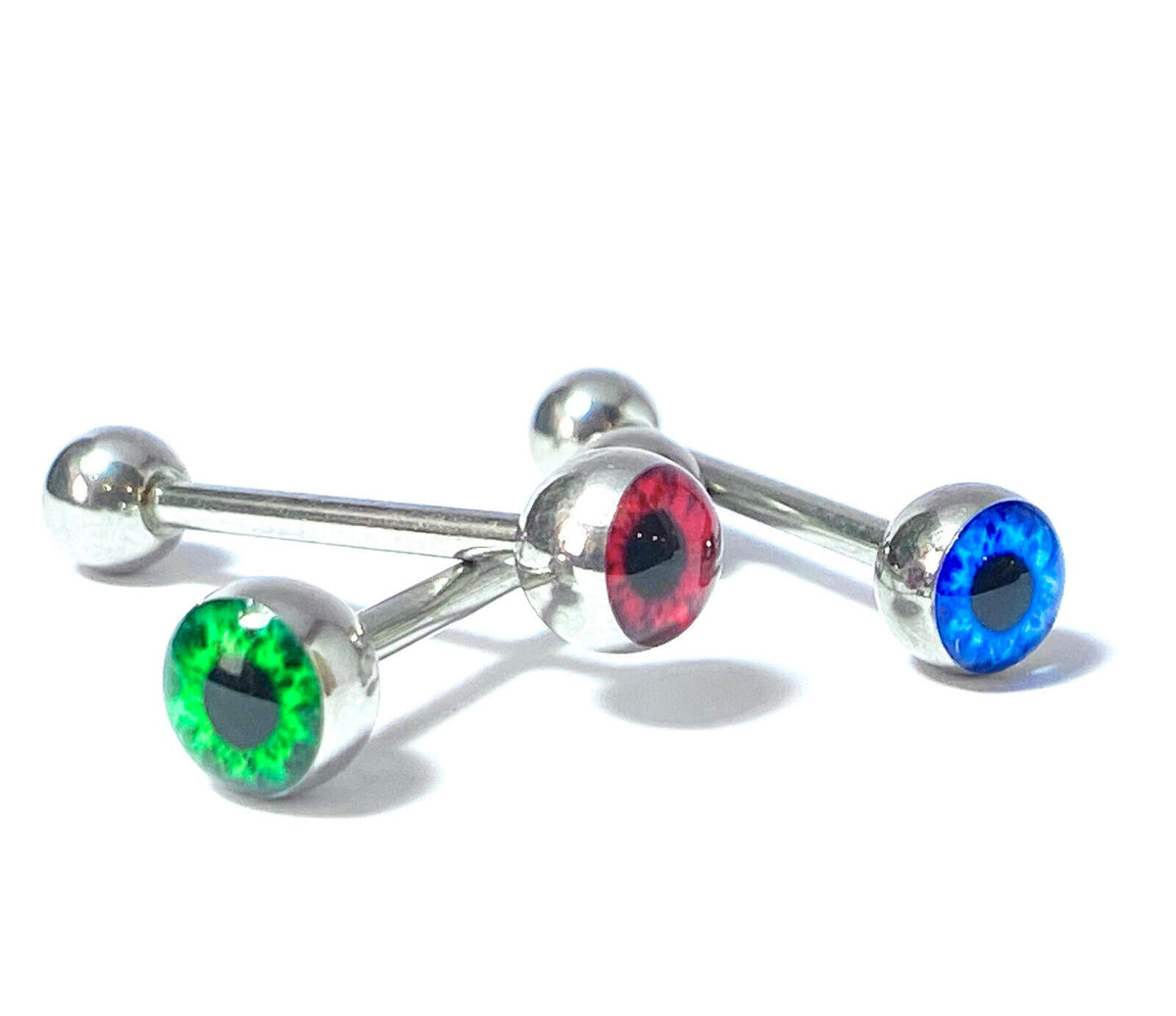 1pc Eyeball 316L Surgical Steel Barbell Tongue Tounge Ring Eye Ball 14g 5/8"