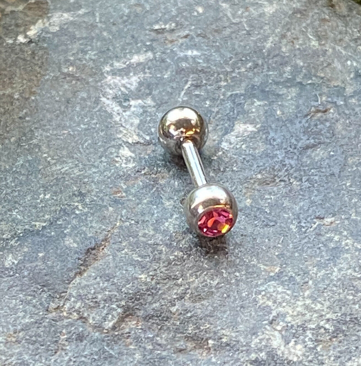 4pc Value Pack Gem Tragus Barbells Studs Cartilage Helix Piercing 16g 1/4" 6mm